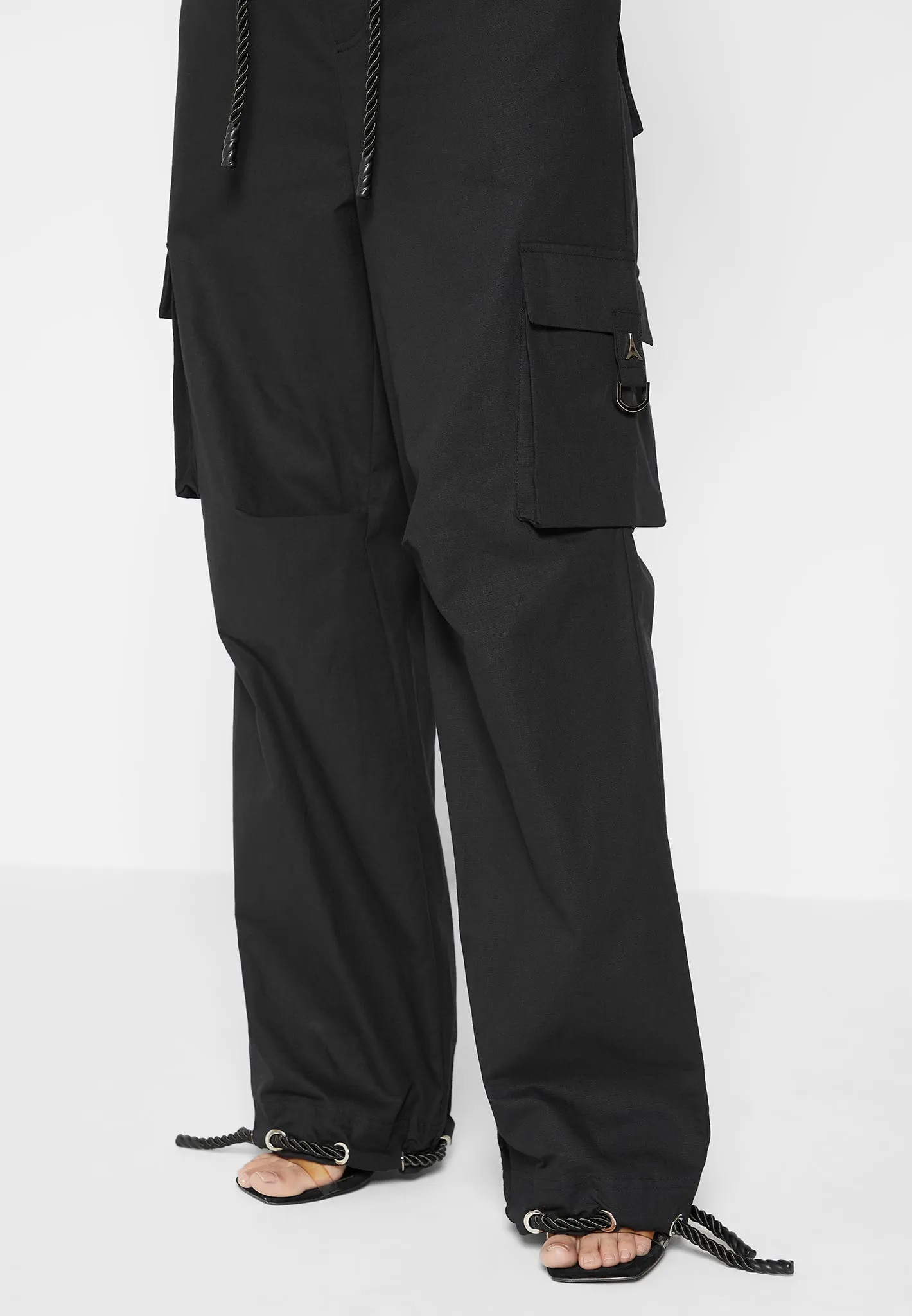 Ripstop Parachute Cargo Pants - Black