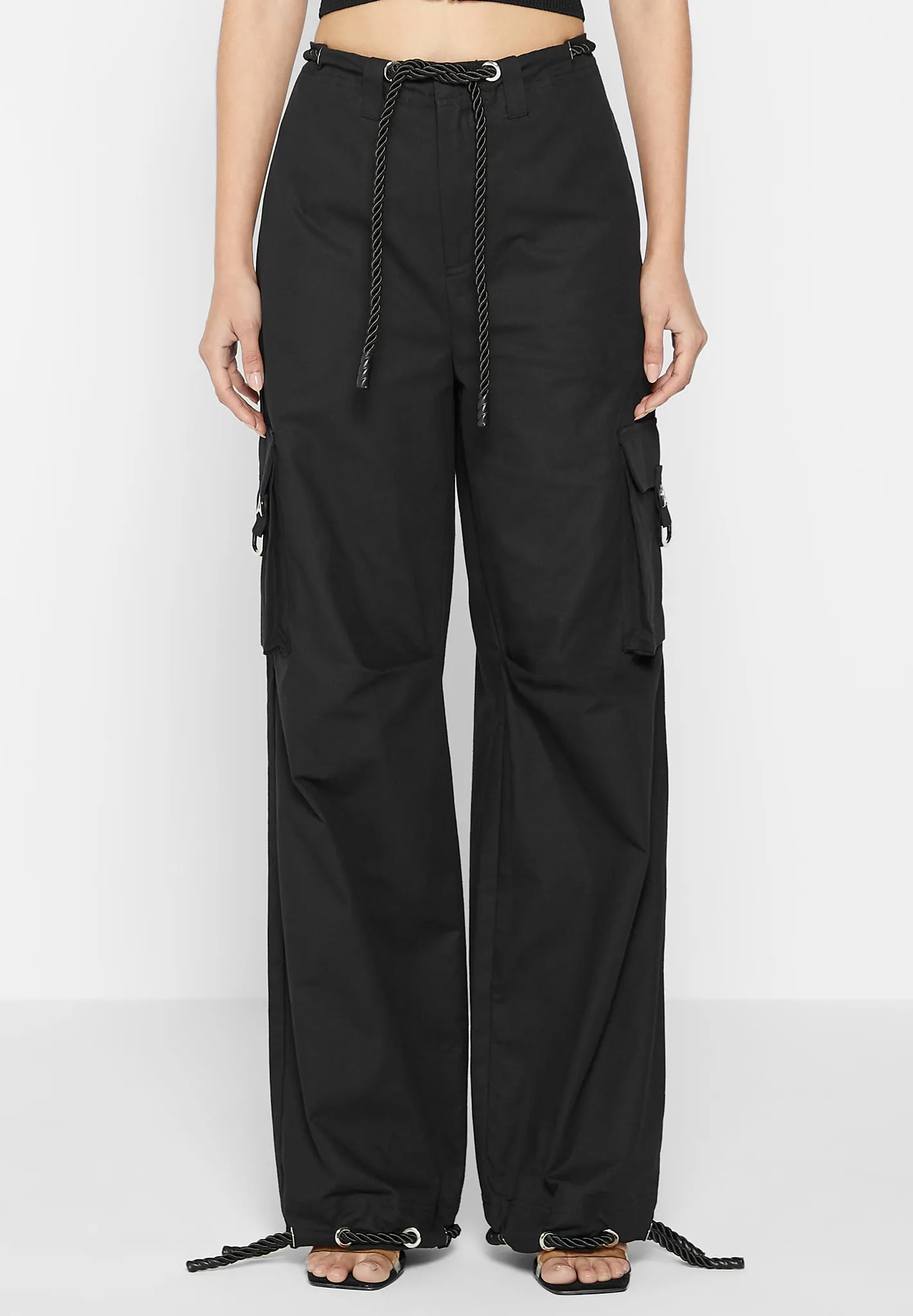 Ripstop Parachute Cargo Pants - Black