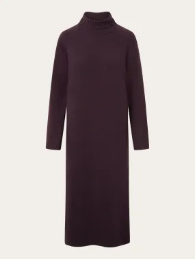 Roll neck mid length dress - Chocolate Plum