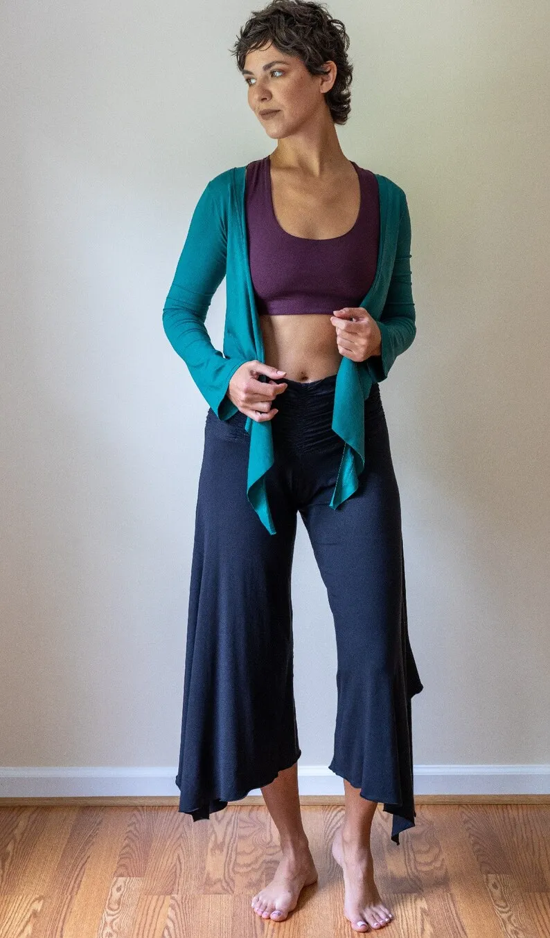 Ruched Waistband Gaucho Pants