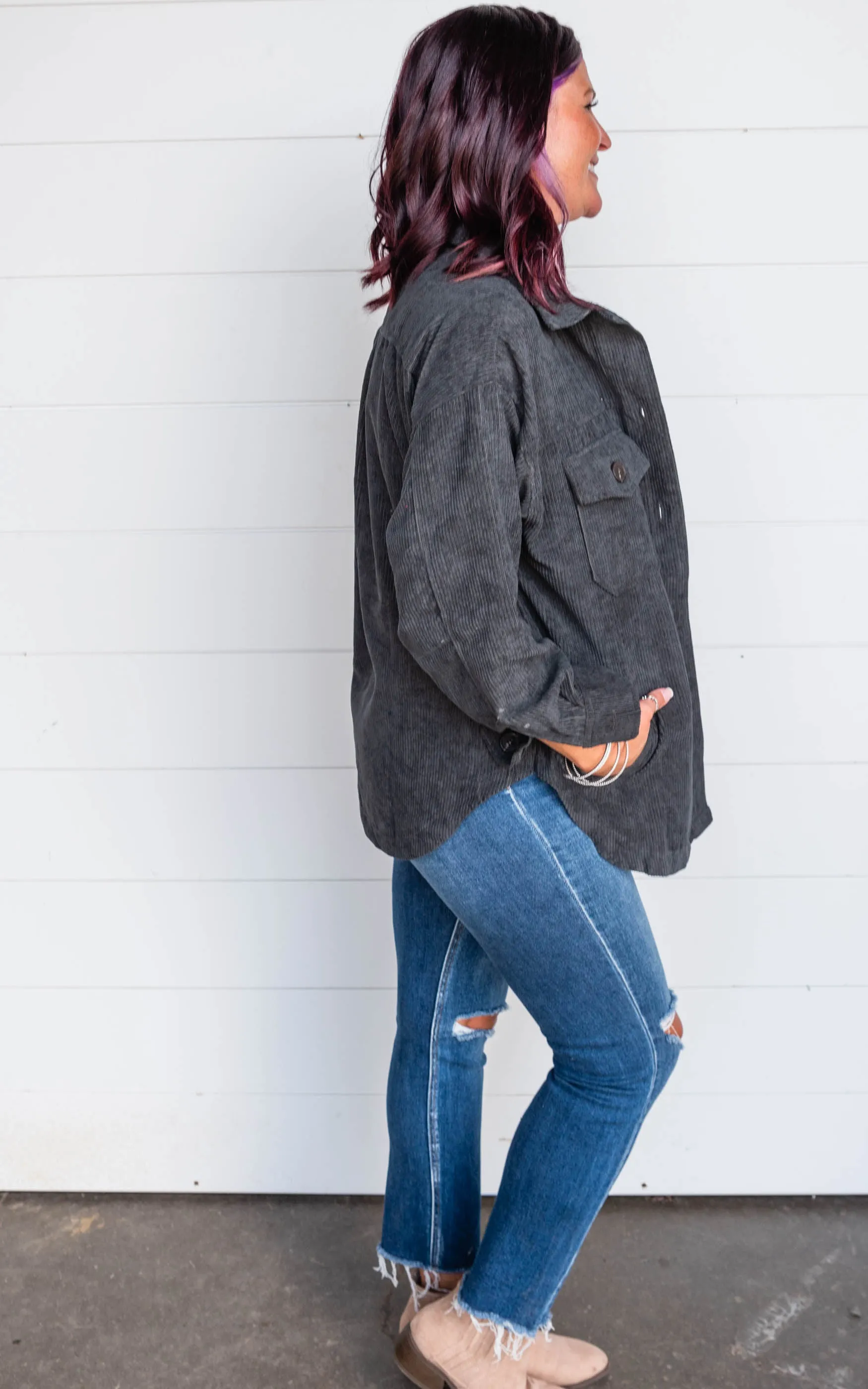 Sara's Steals & Deals: Oversized Corduroy Button Front Shacket - Part 2 - Final Sale