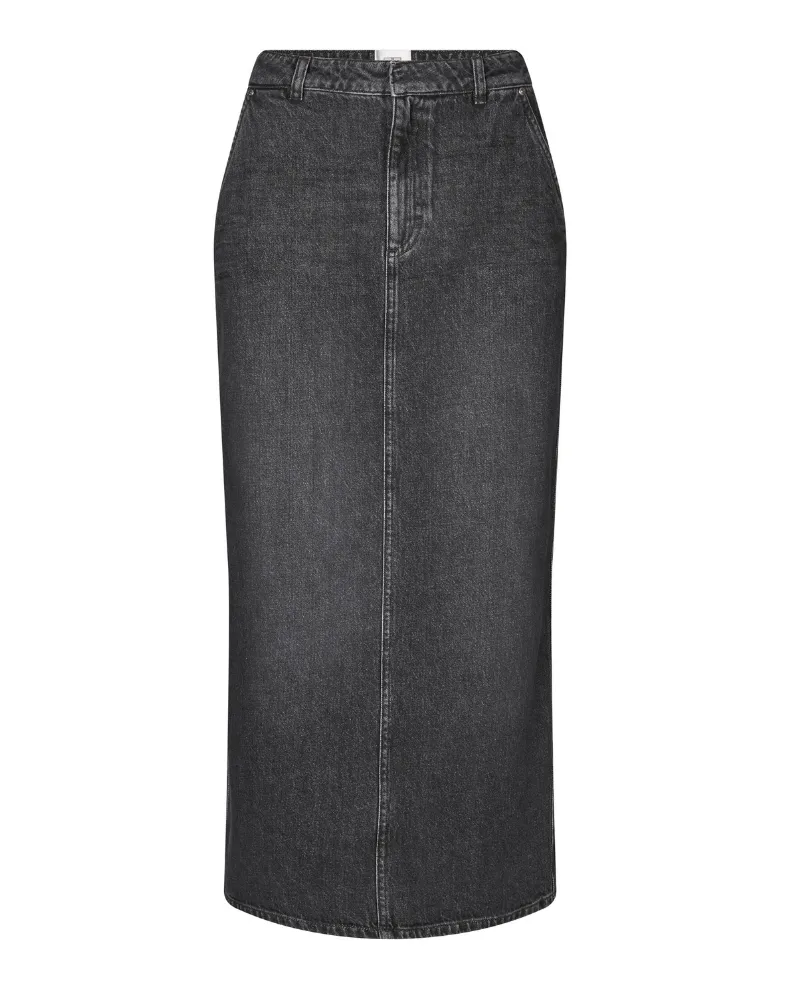 Second Female Andorra Grey Denim Maxi Skirt