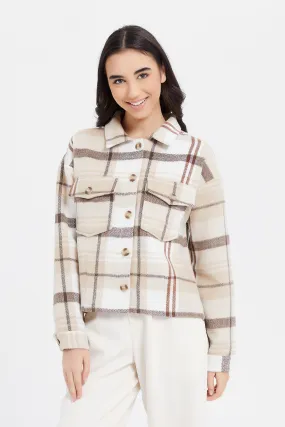 Senior Girls Brown Plaid Shacket