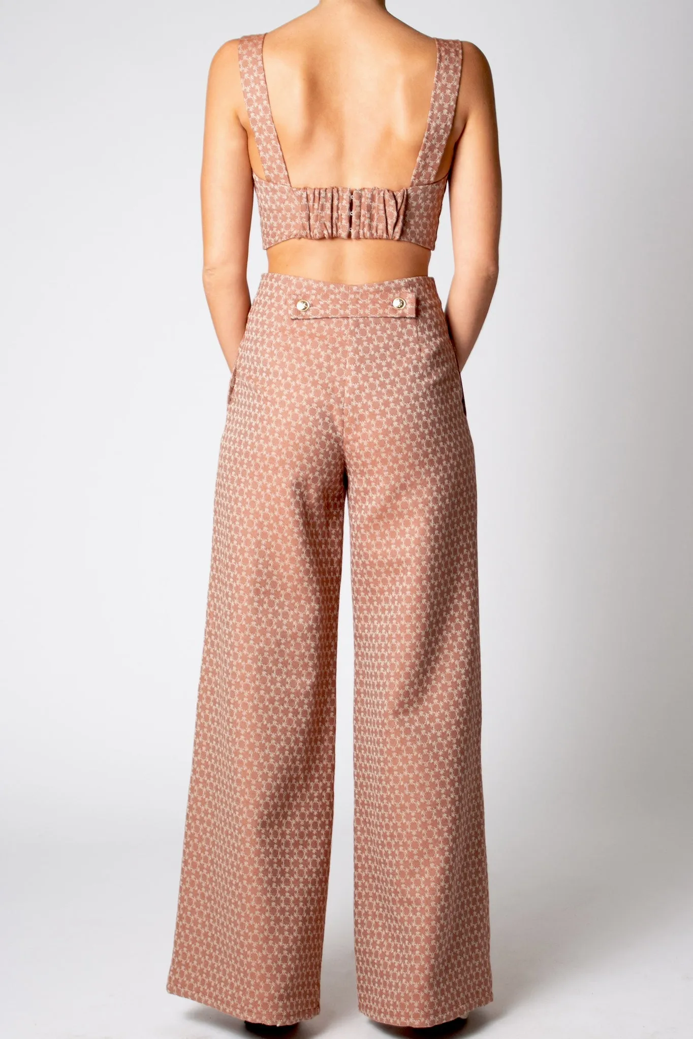 Serafina Monogram Wide Leg Pant - Espresso by Miguelina