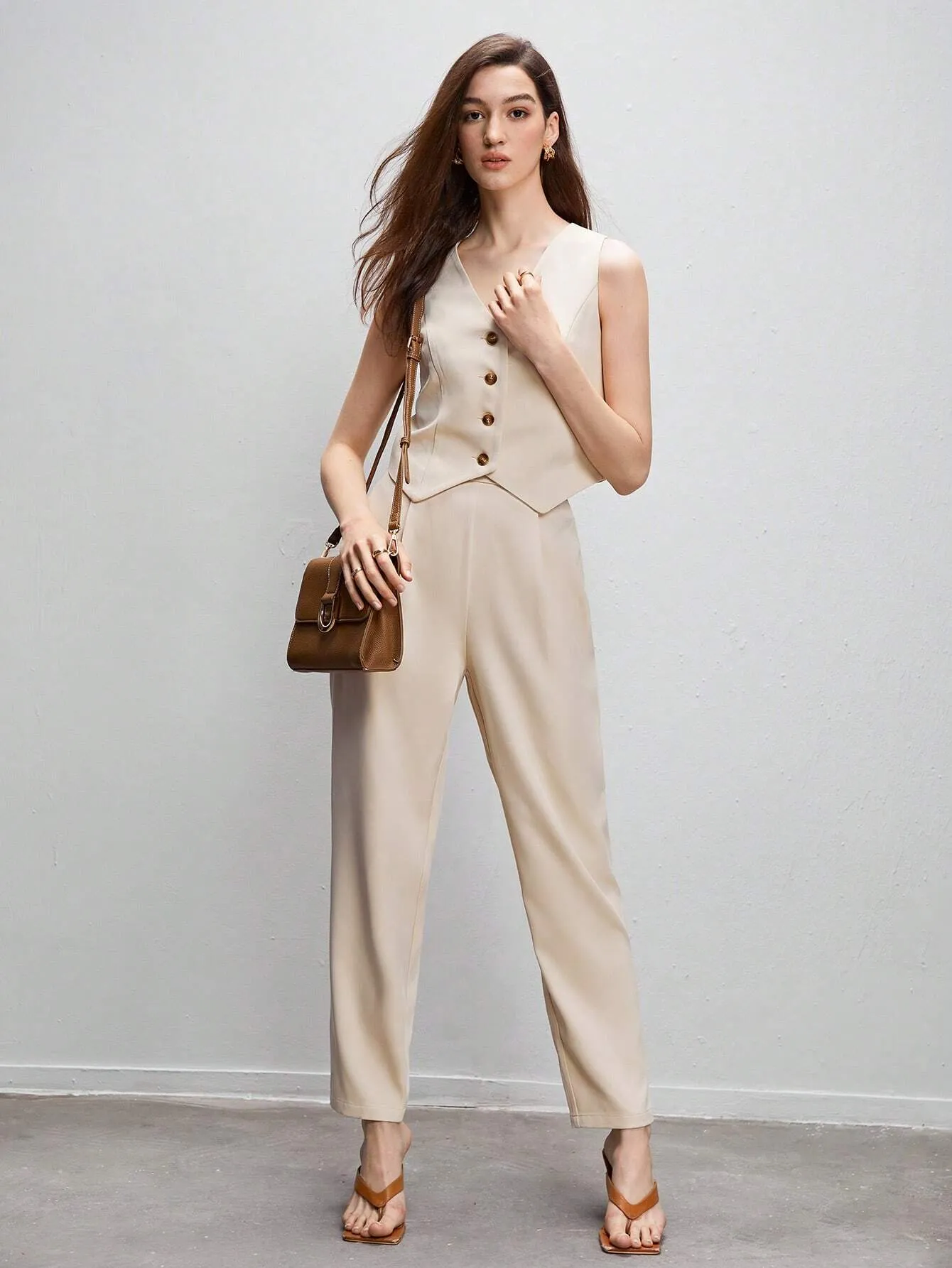 SHEIN BIZwear Button Front Vest Blazer & Pants