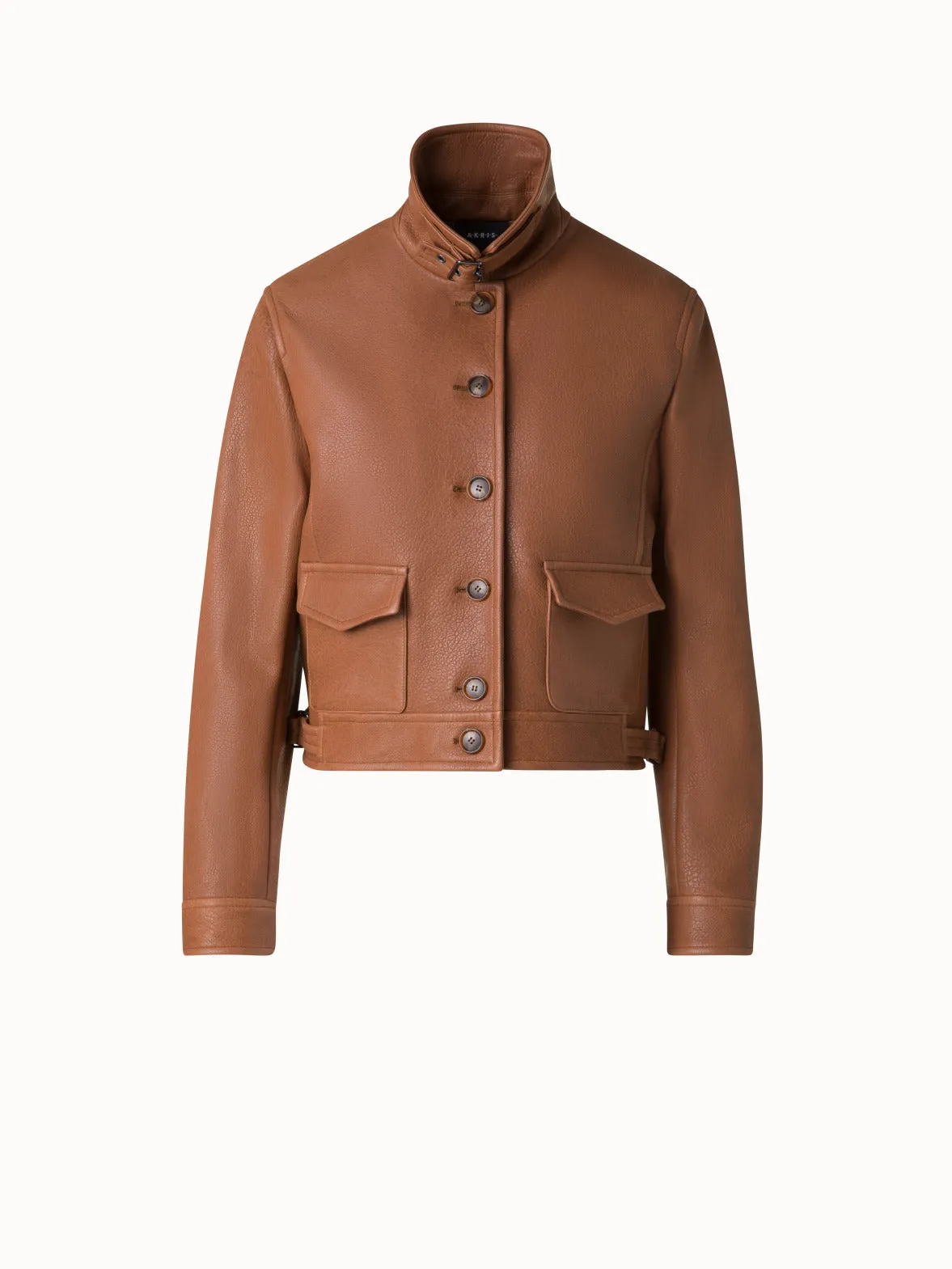 Short Bomber Leather Jacket