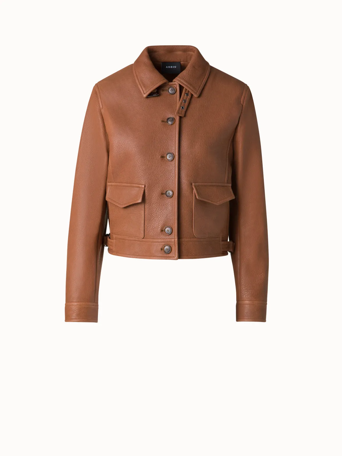 Short Bomber Leather Jacket