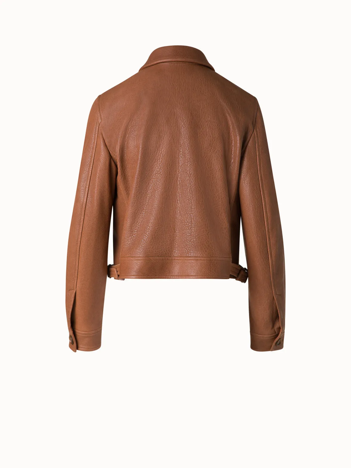 Short Bomber Leather Jacket