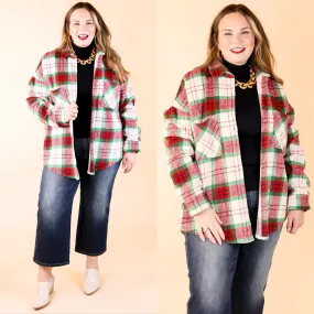 Sleigh All Day Button Up Plaid Shacket in Red and Green