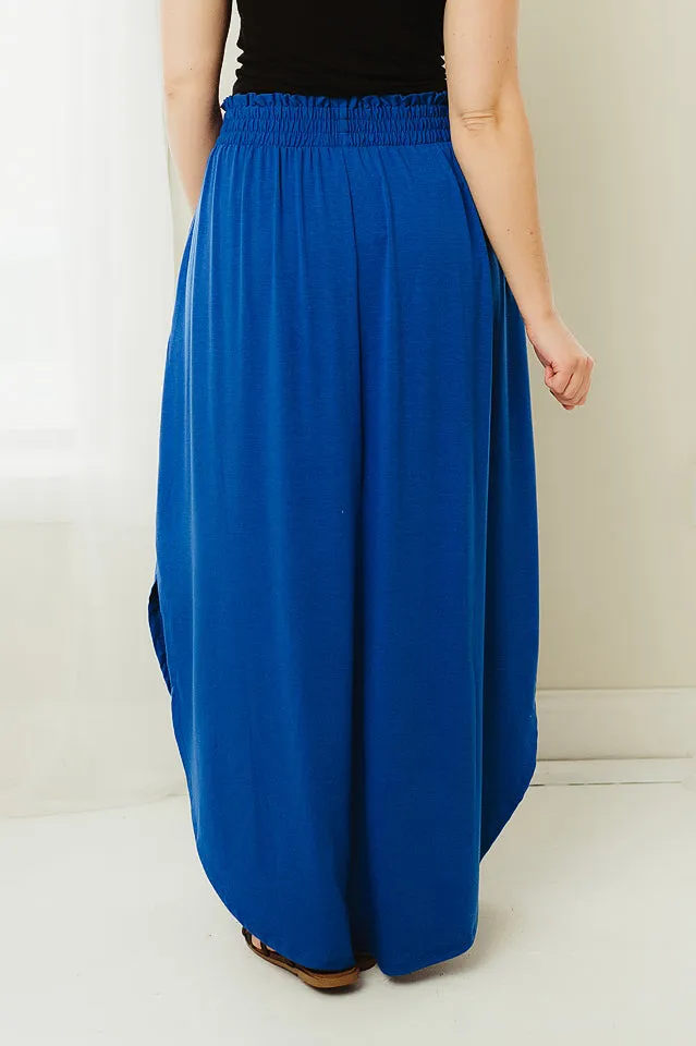 Smocked Waist Side Slit Maxi Skirt