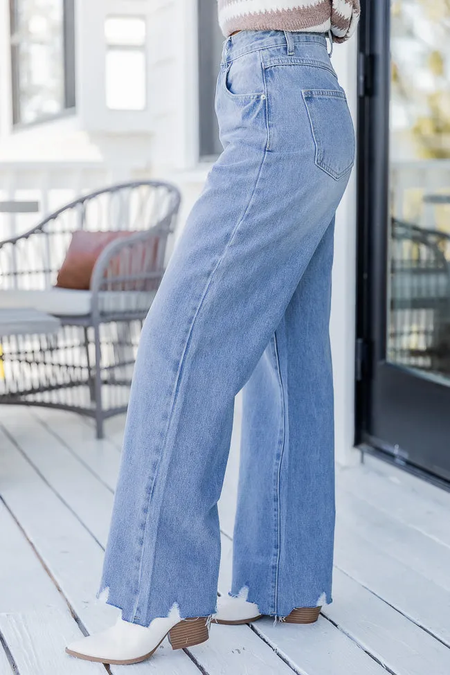 Sonya High Rise Light Wash Raw Hem Flare Jeans FINAL SALE