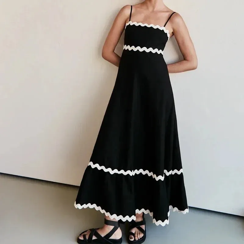 Summer Beach Splicing Big Swing Strapless Maxi Dress - Women's Boho Fashion