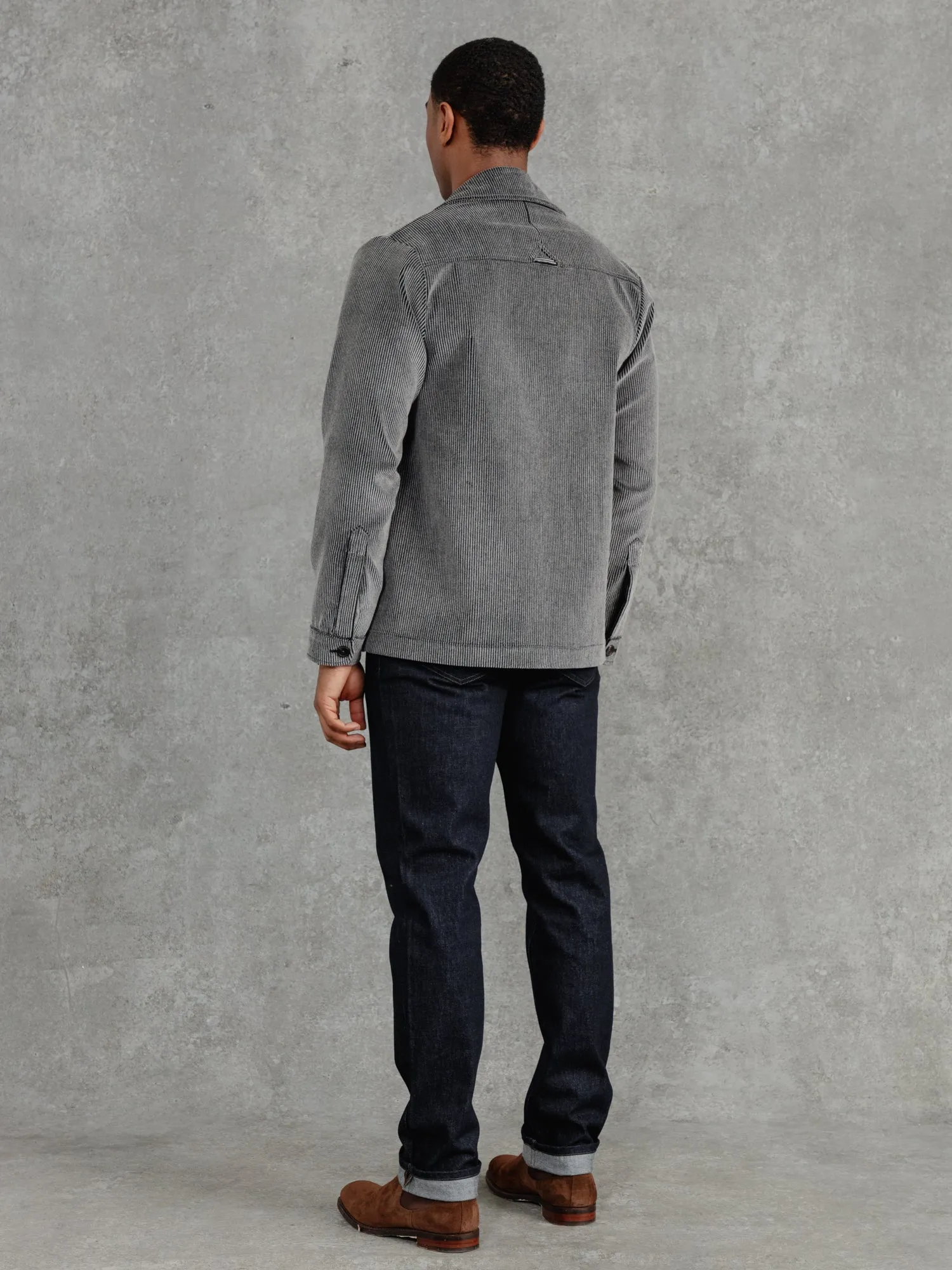 The Stamford Cord Shacket - Cobble Grey