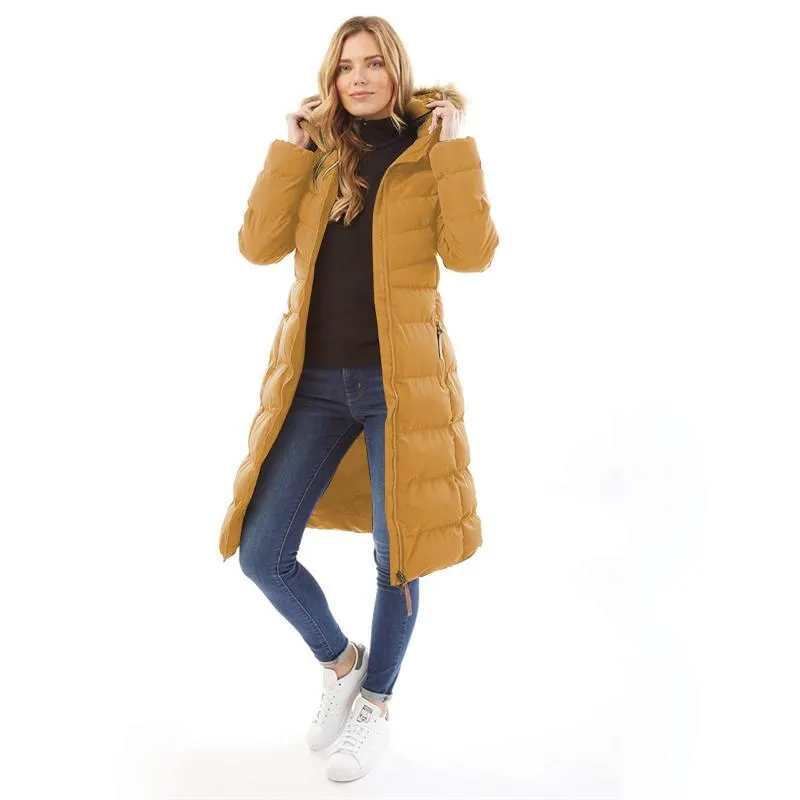 Trespass Audrey Womens Long Waterproof Parka | Sandstone or Khaki