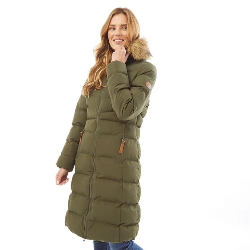 Trespass Audrey Womens Long Waterproof Parka | Sandstone or Khaki