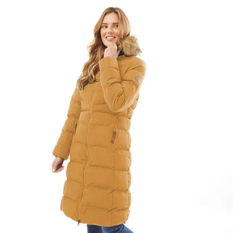 Trespass Audrey Womens Long Waterproof Parka | Sandstone or Khaki