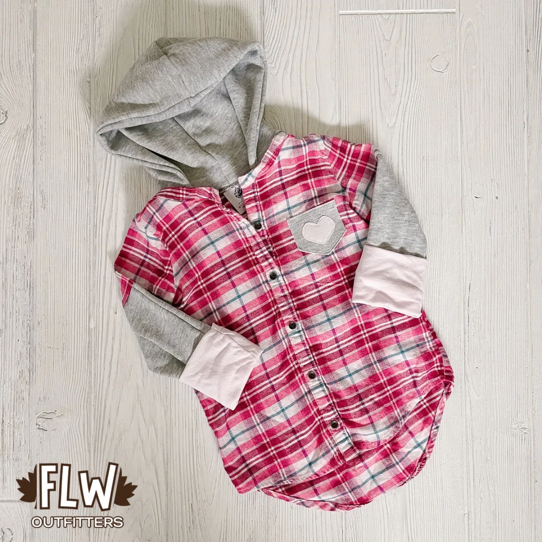 Upcycled Shacket 18m-4T Pink Plaid