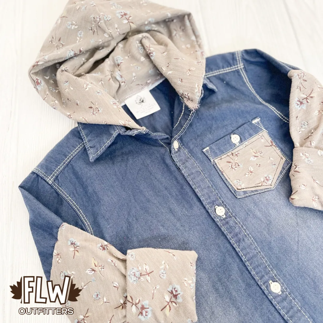 Upcycled Shacket 18m-4T Taupe Floral