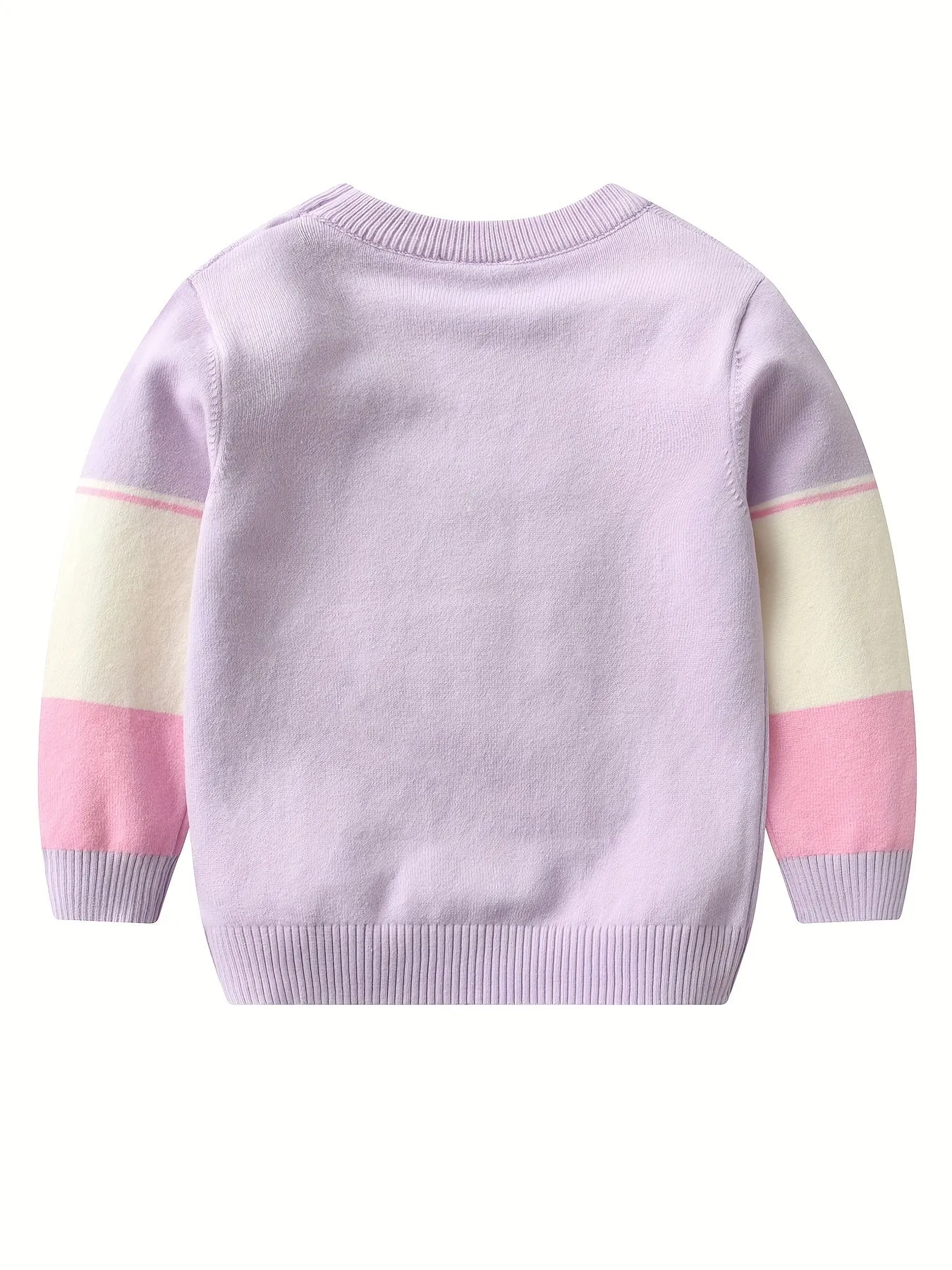 Vibrant Daisy Delight Crew Neck Sweater Top for Girls - Soft Beads and Butterfly Embroidery, Long Sleeves, Comfortable Fit, Spring and Autumn Wear, Ideal for Casual Outings and School Days