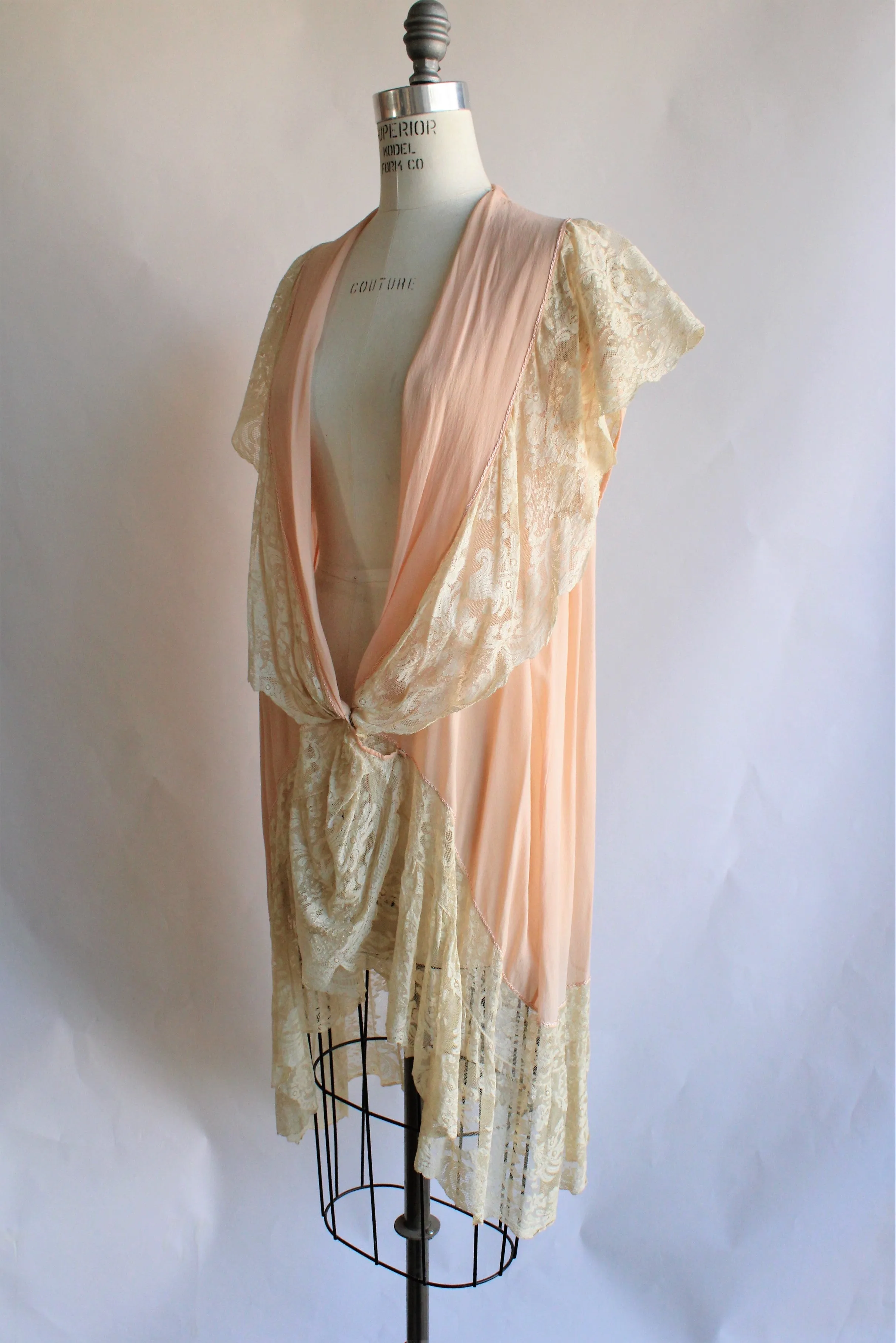 Vintage 1920s Silk Chiffon and Lace Boudoir Jacket