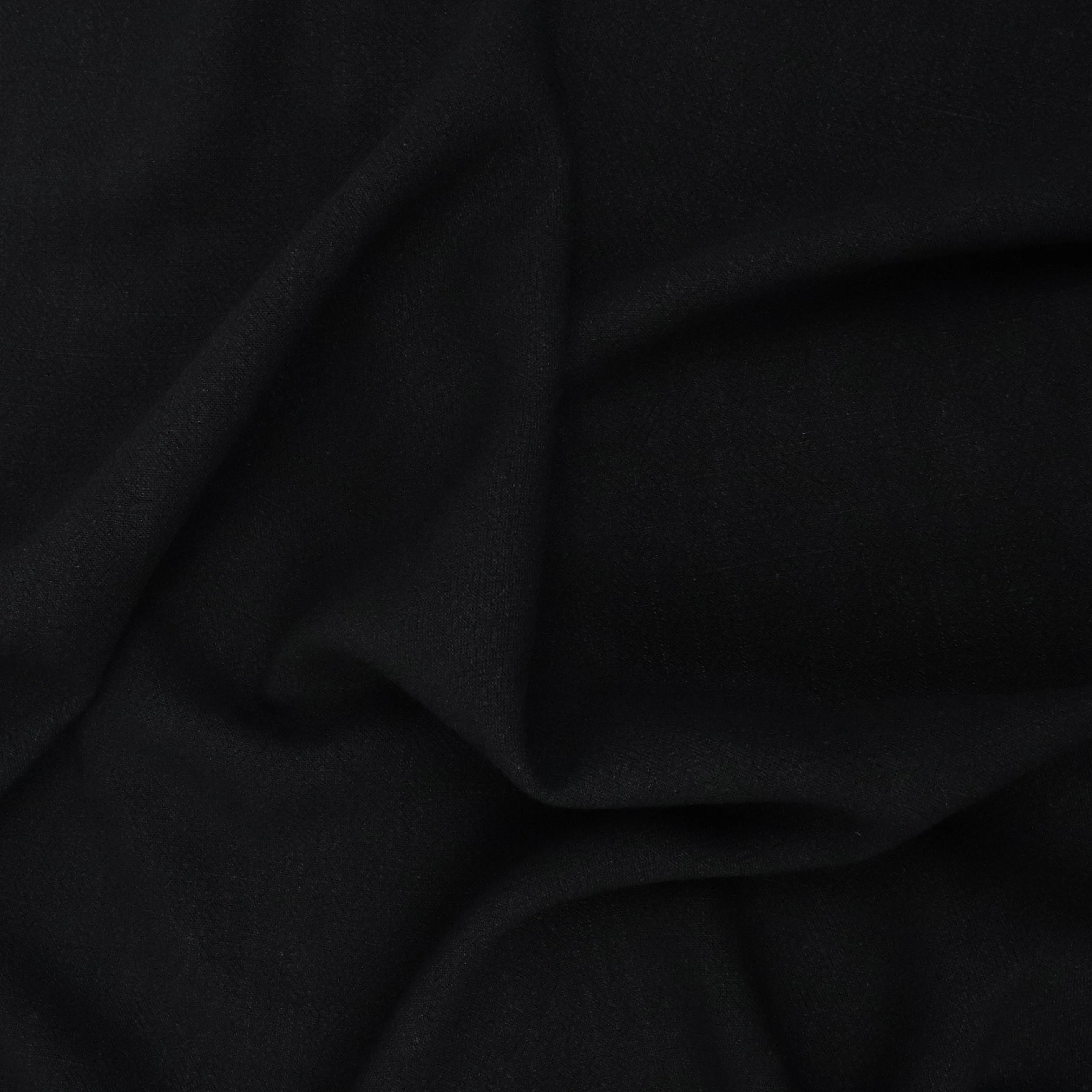 Viscose Linen Slub - Black - END OF BOLT 79cm