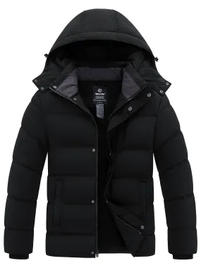 Wantdo Men's Winter Coat Windproof Warm Padded Puffer Parka Jacket with Detachable Hood