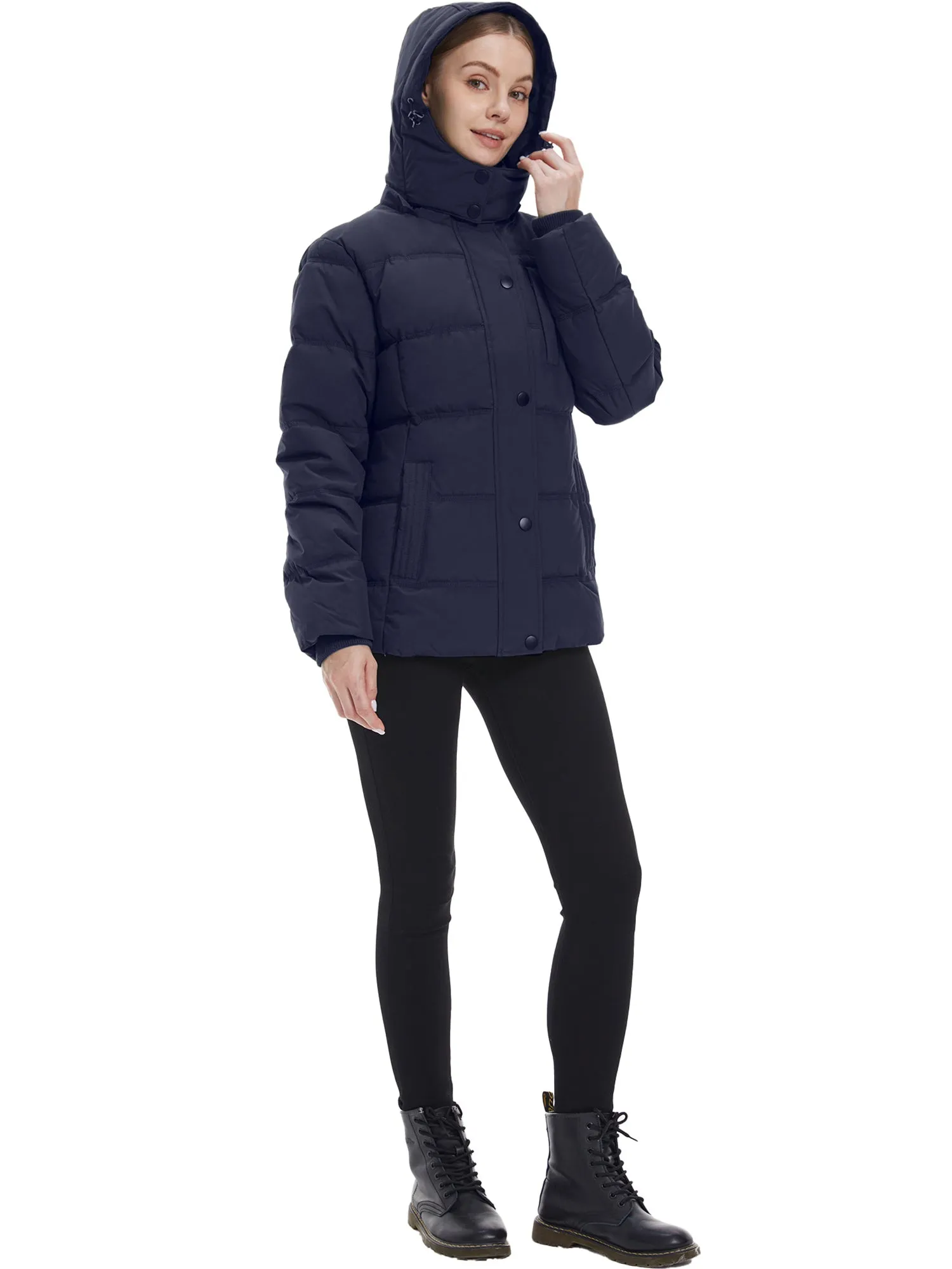 Wantdo Women's Puffer Jacket Warm Winter Coat Quilted Winter Jacket with Removable Hood