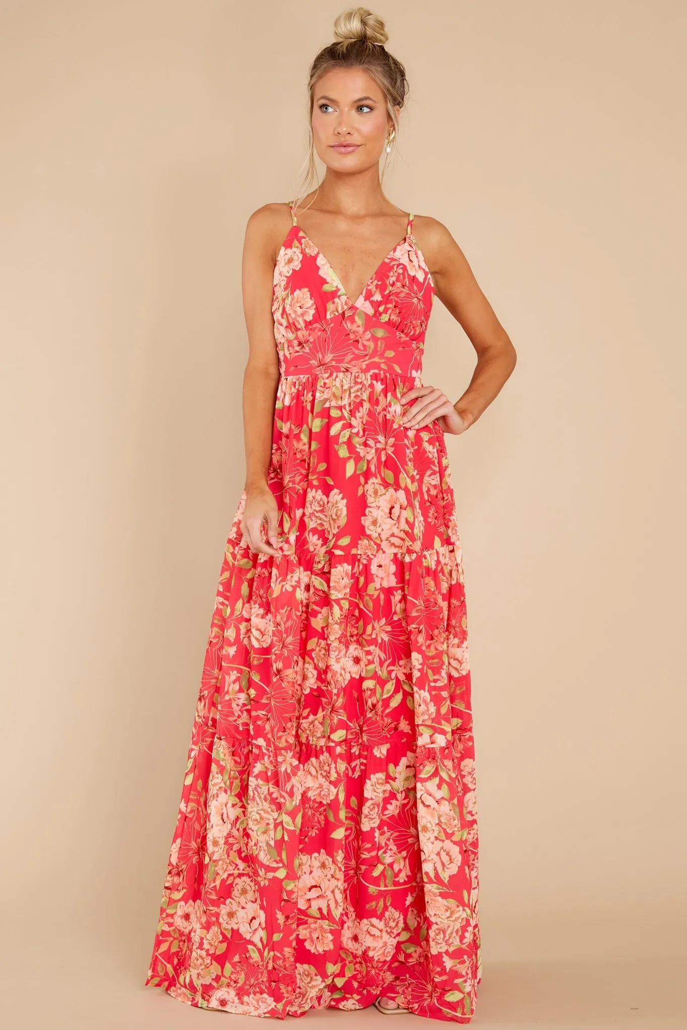 Watching For You Fuchsia Floral Print Maxi Dress