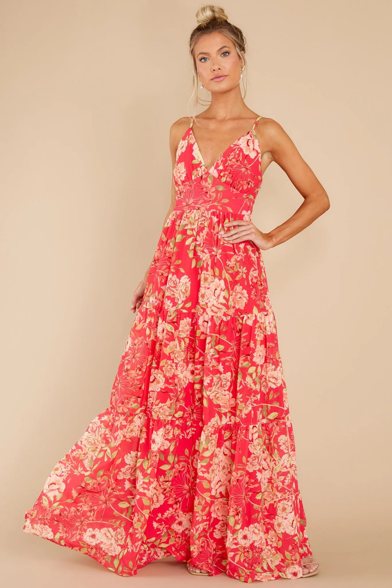 Watching For You Fuchsia Floral Print Maxi Dress