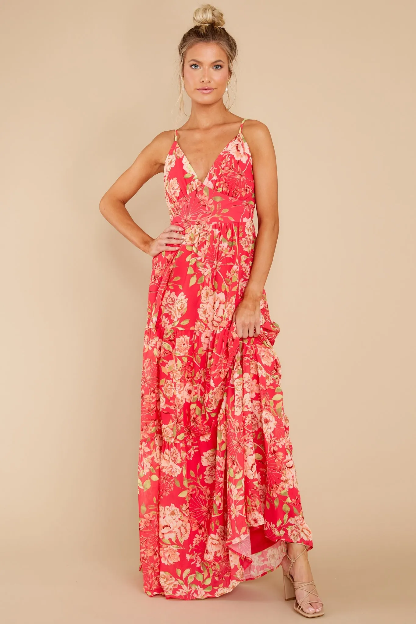 Watching For You Fuchsia Floral Print Maxi Dress