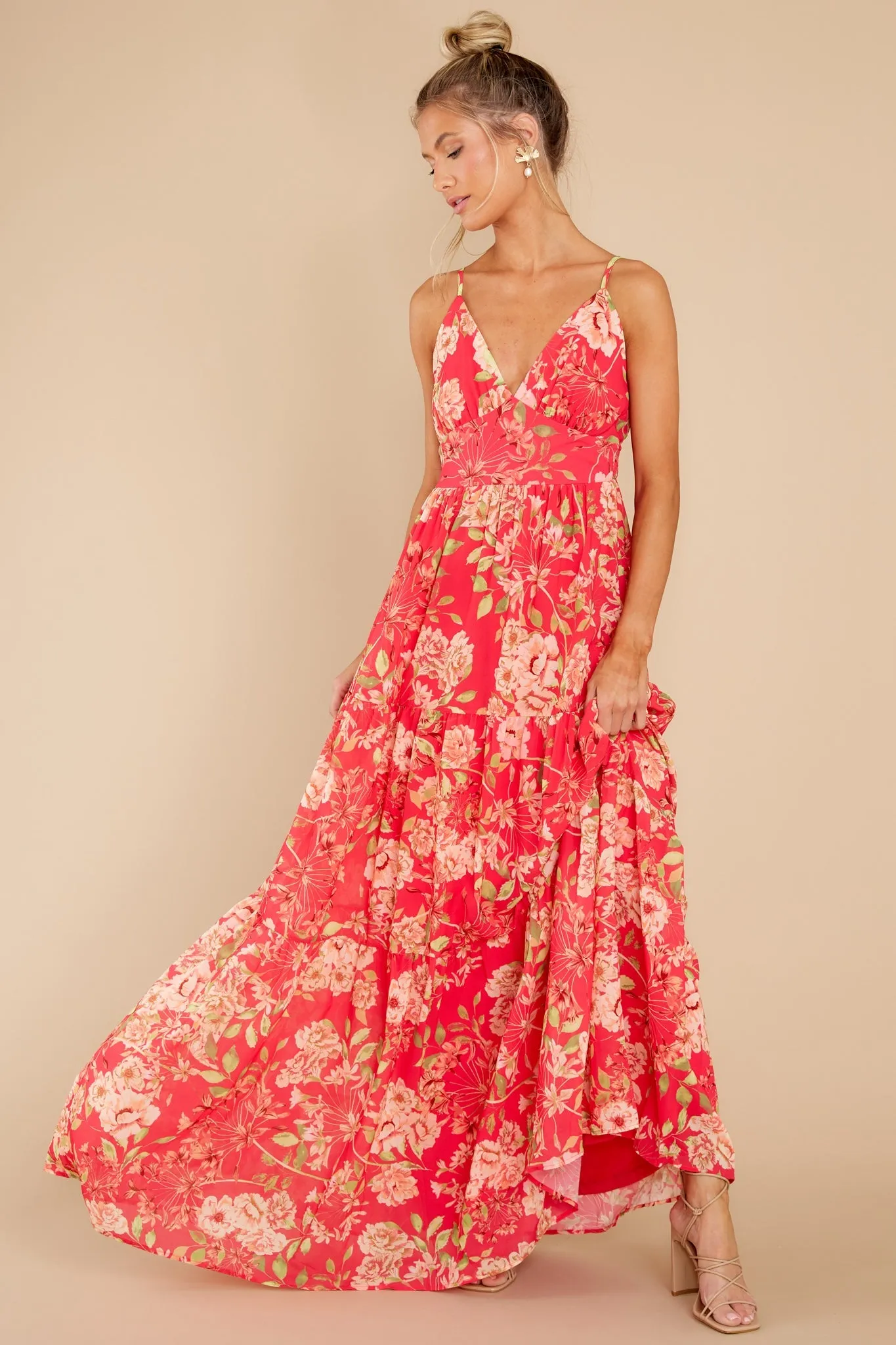 Watching For You Fuchsia Floral Print Maxi Dress