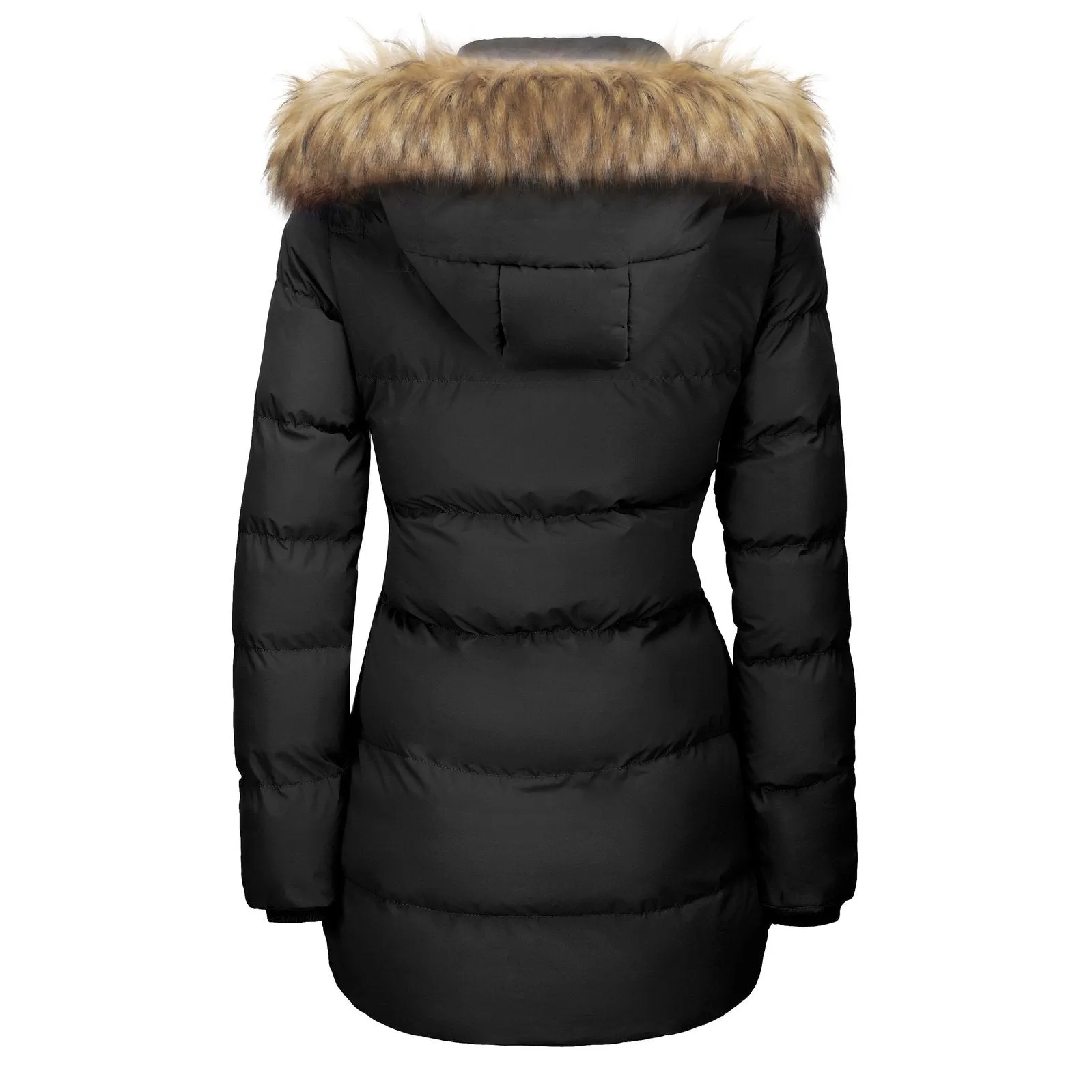 WenVen Women's Winter Thicken Padded Parka Jacket with Hood (Black,L)