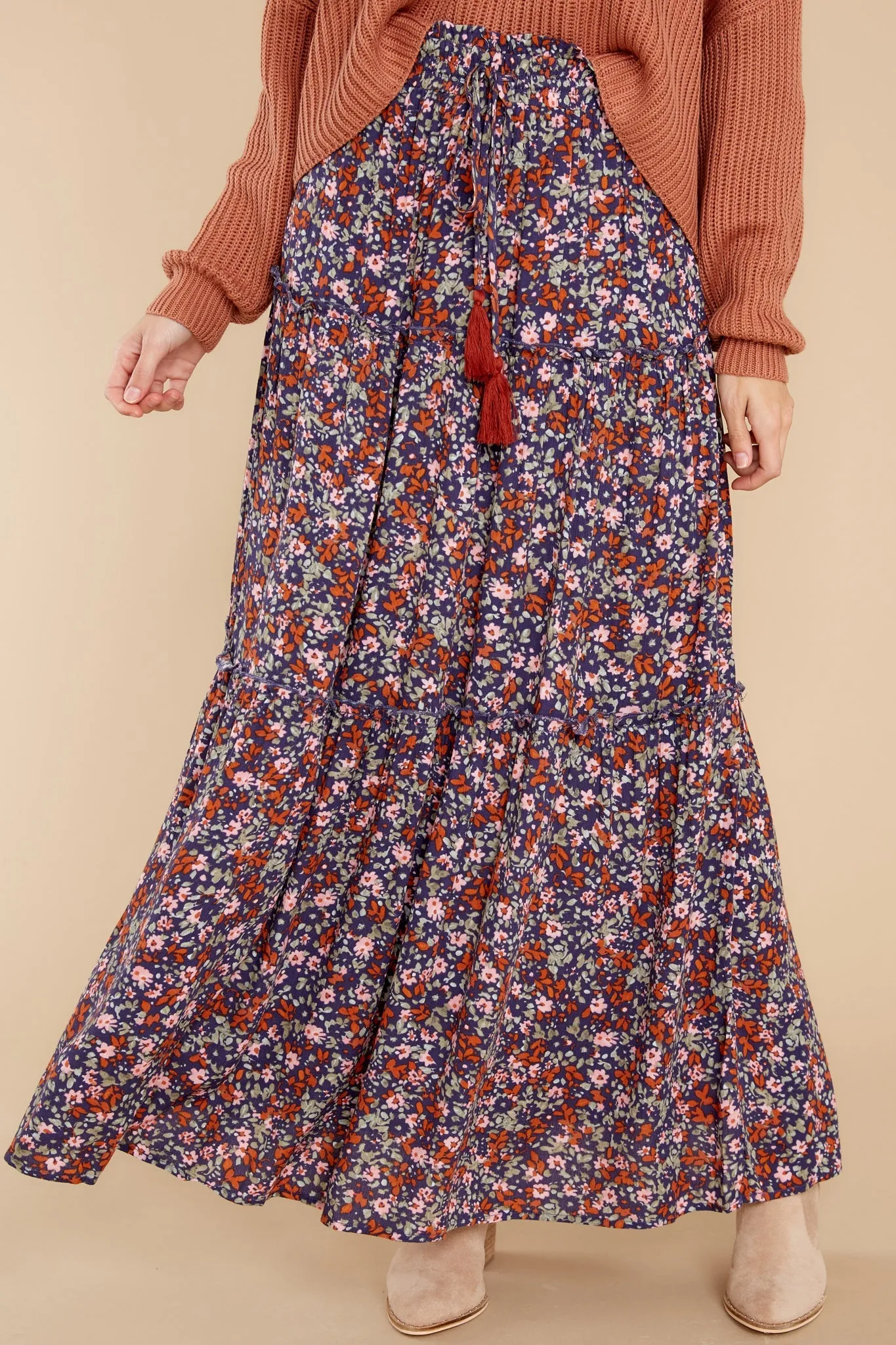 Wildflower Dreams Navy Floral Print Maxi Skirt