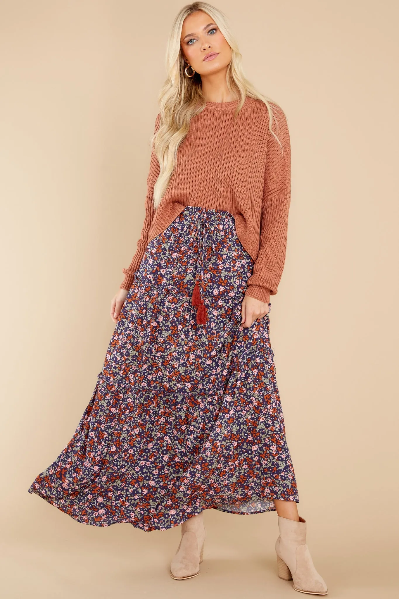 Wildflower Dreams Navy Floral Print Maxi Skirt