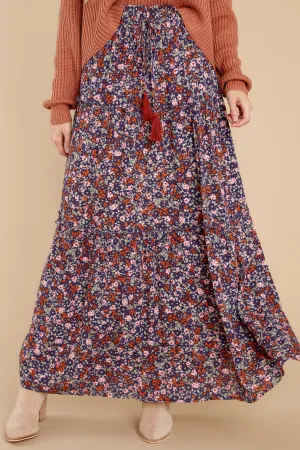 Wildflower Dreams Navy Floral Print Maxi Skirt