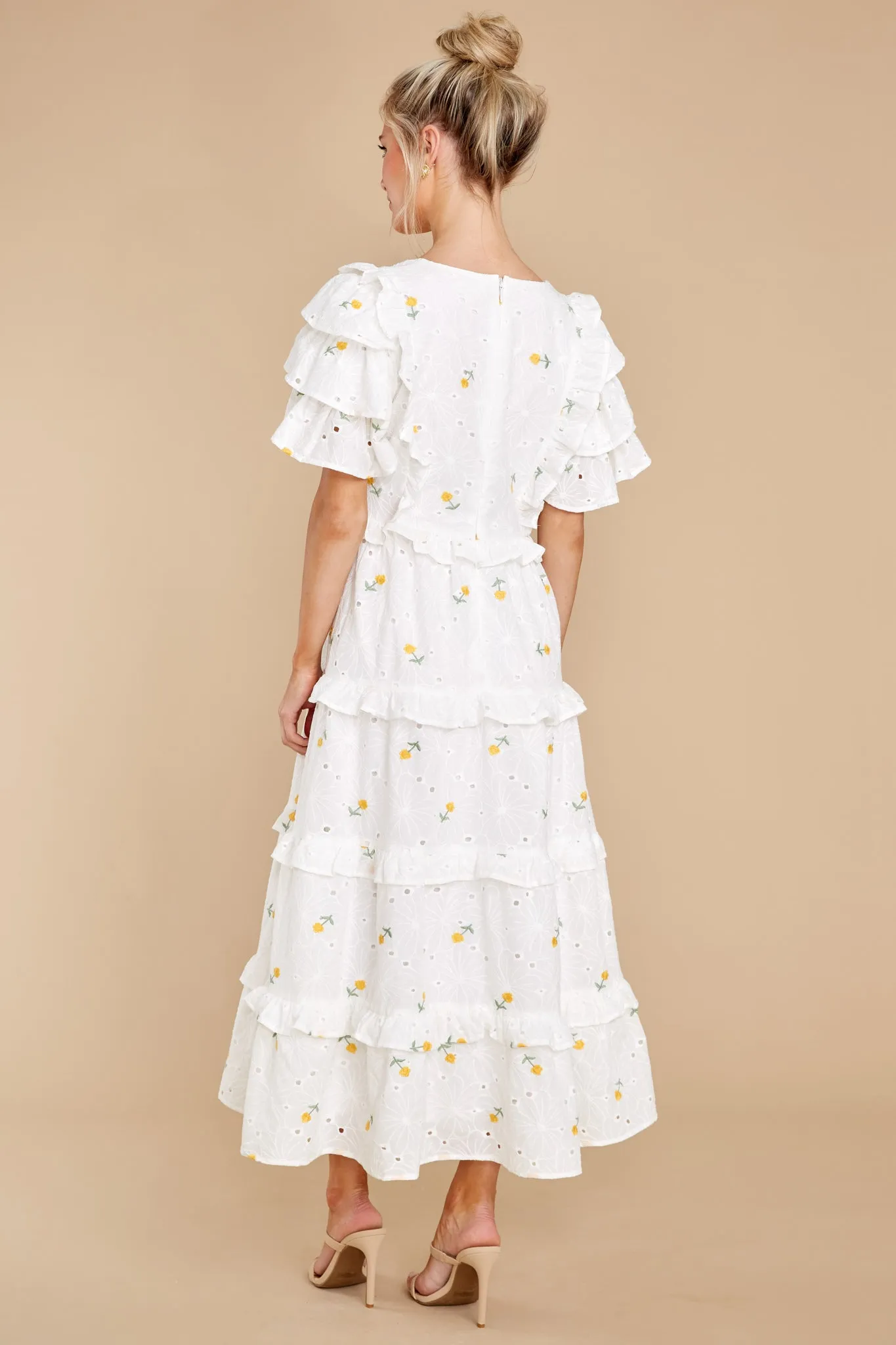 Windswept Fields Ivory Floral Print Dress