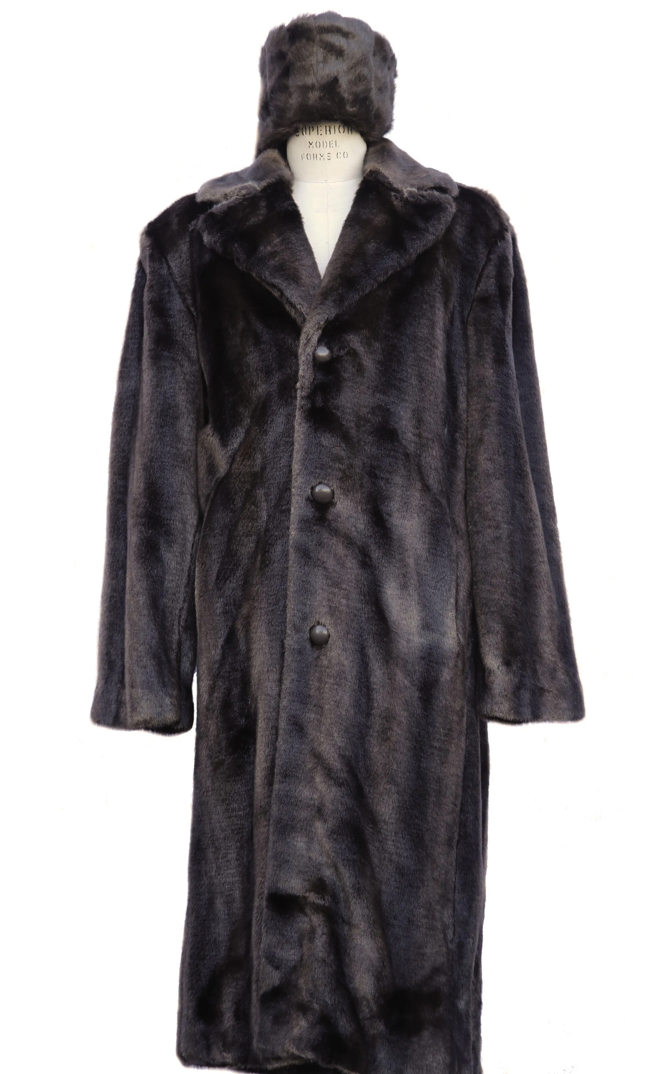 WINTER SPECIAL: FREE FUR HAT   Faux Bear Pelt Fur Coat Buttoned 1pc Long Zoot Suit - Brown