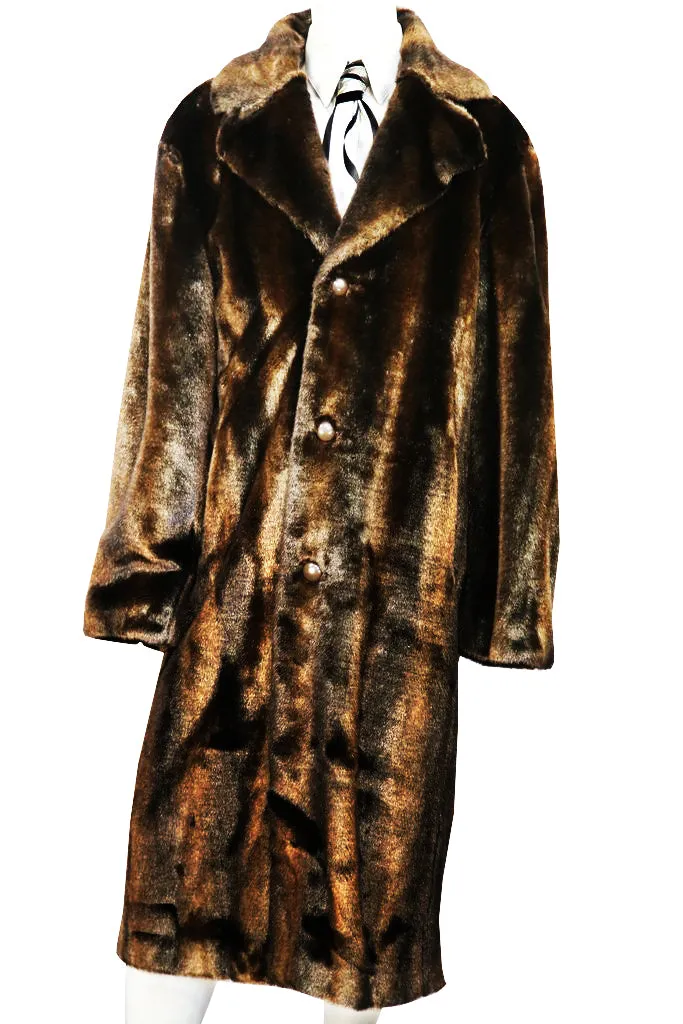 WINTER SPECIAL: FREE FUR HAT   Faux Bear Pelt Fur Coat Buttoned 1pc Long Zoot Suit - Brown