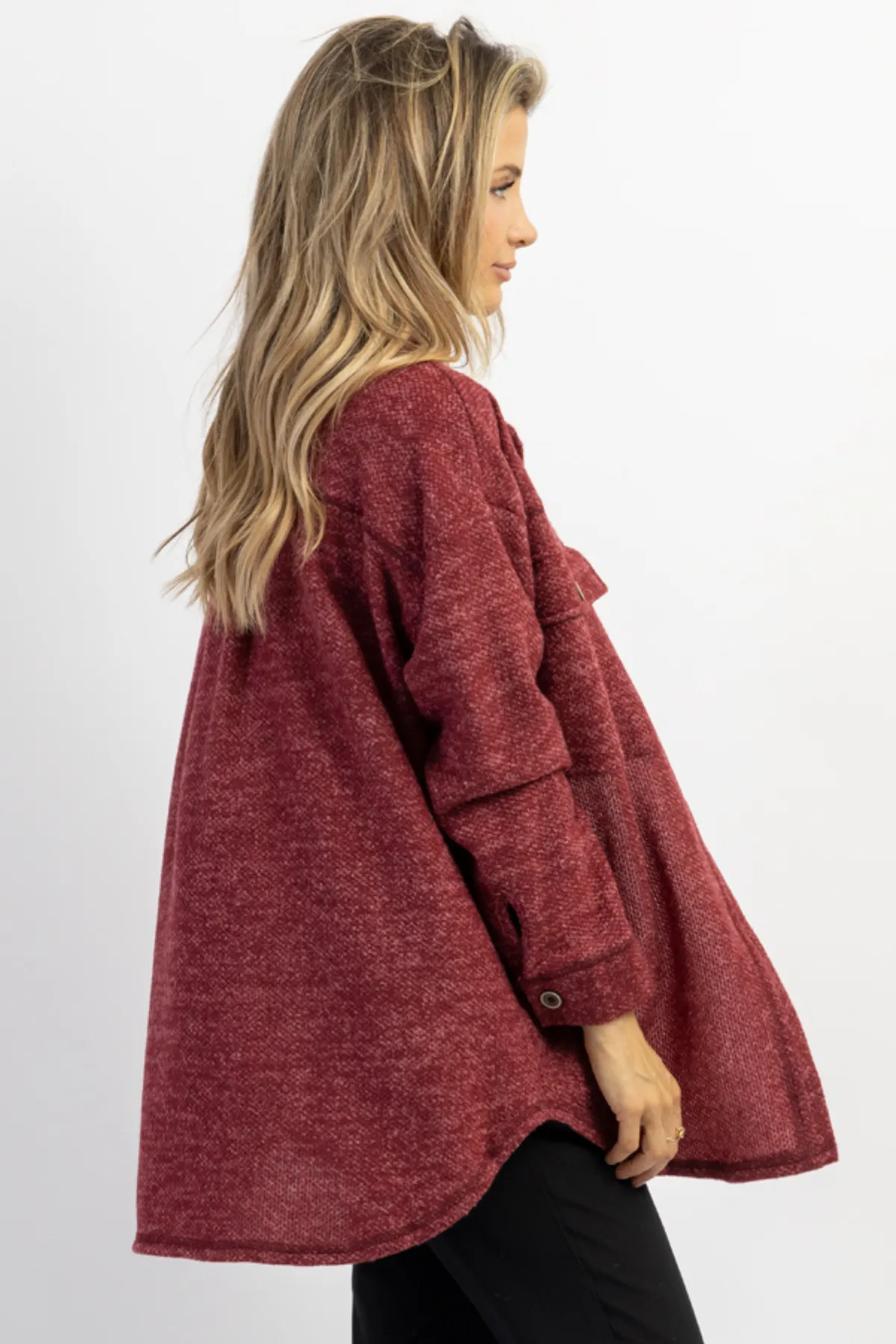 WOODSTOCK BURGUNDY RELAXED SHIRT JACKET