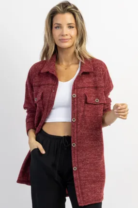 WOODSTOCK BURGUNDY RELAXED SHIRT JACKET