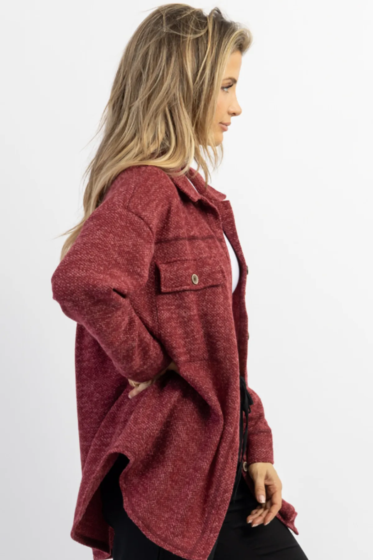 WOODSTOCK BURGUNDY RELAXED SHIRT JACKET