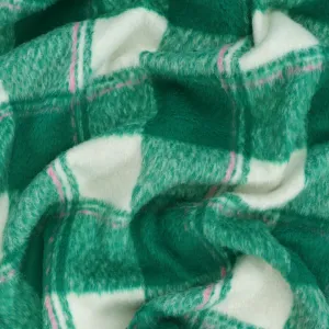 Wool Blend Brushed Coating - Large Green Check