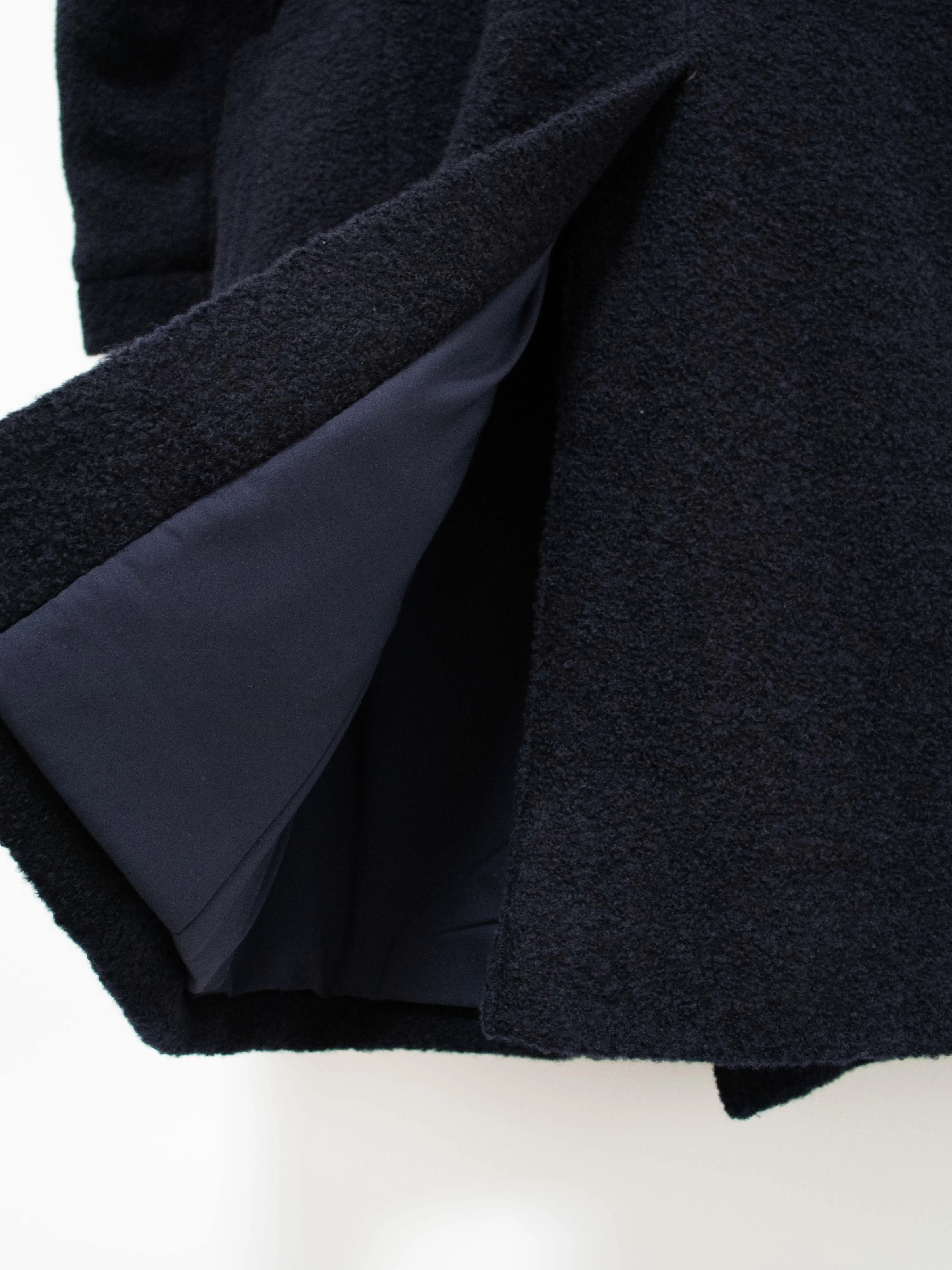 Wool Boucle Coat - Navy