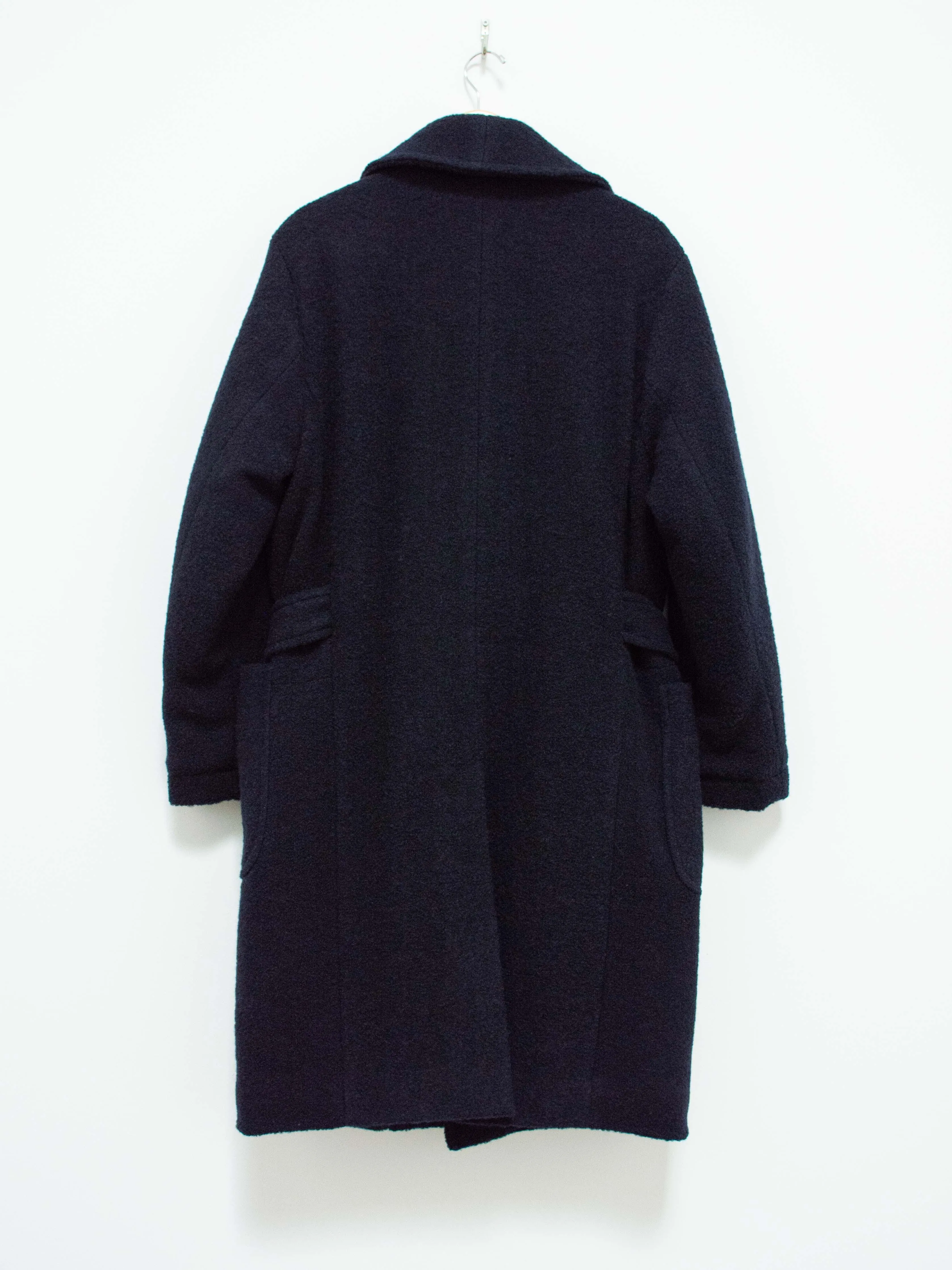 Wool Boucle Coat - Navy