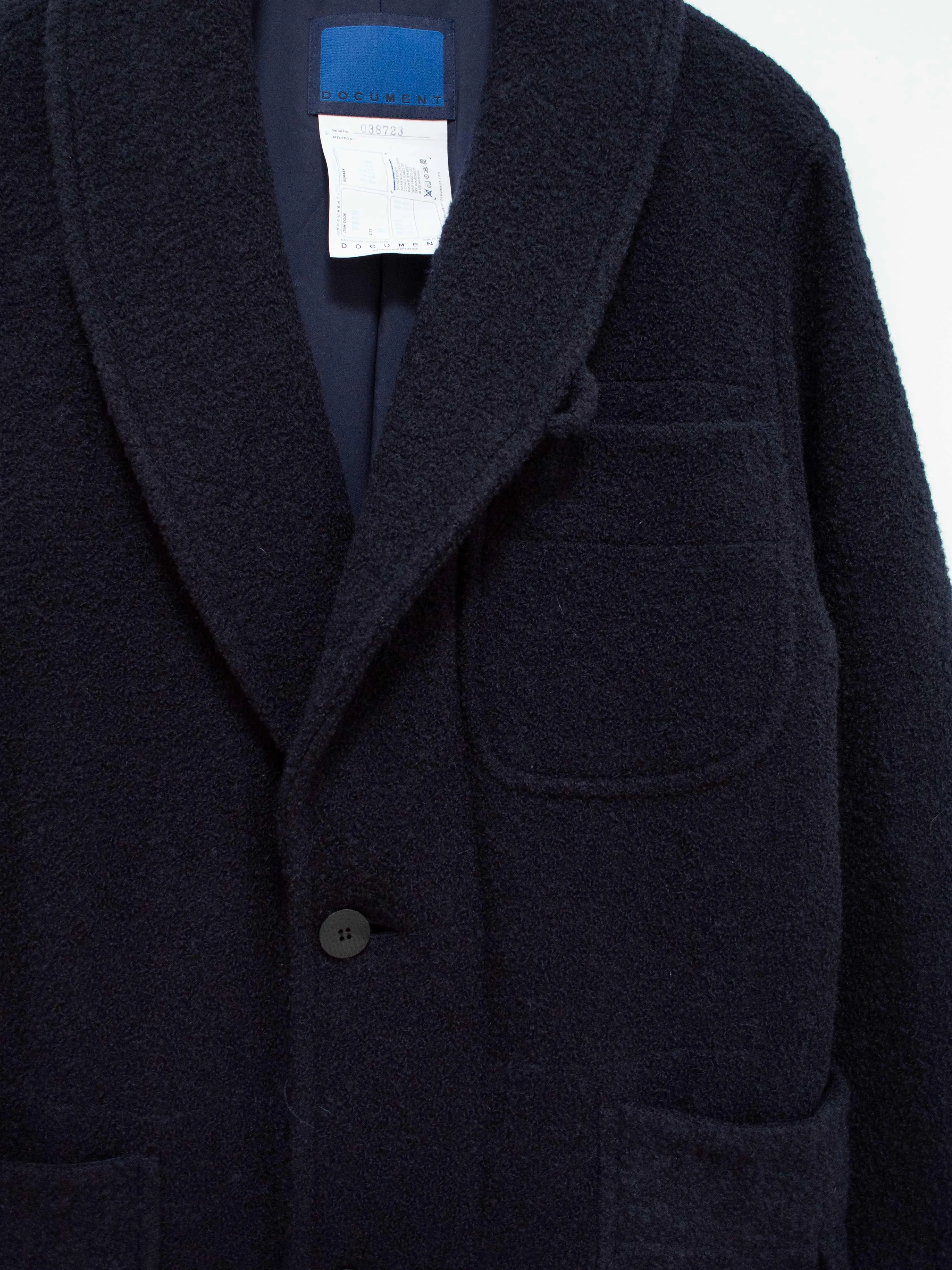 Wool Boucle Coat - Navy