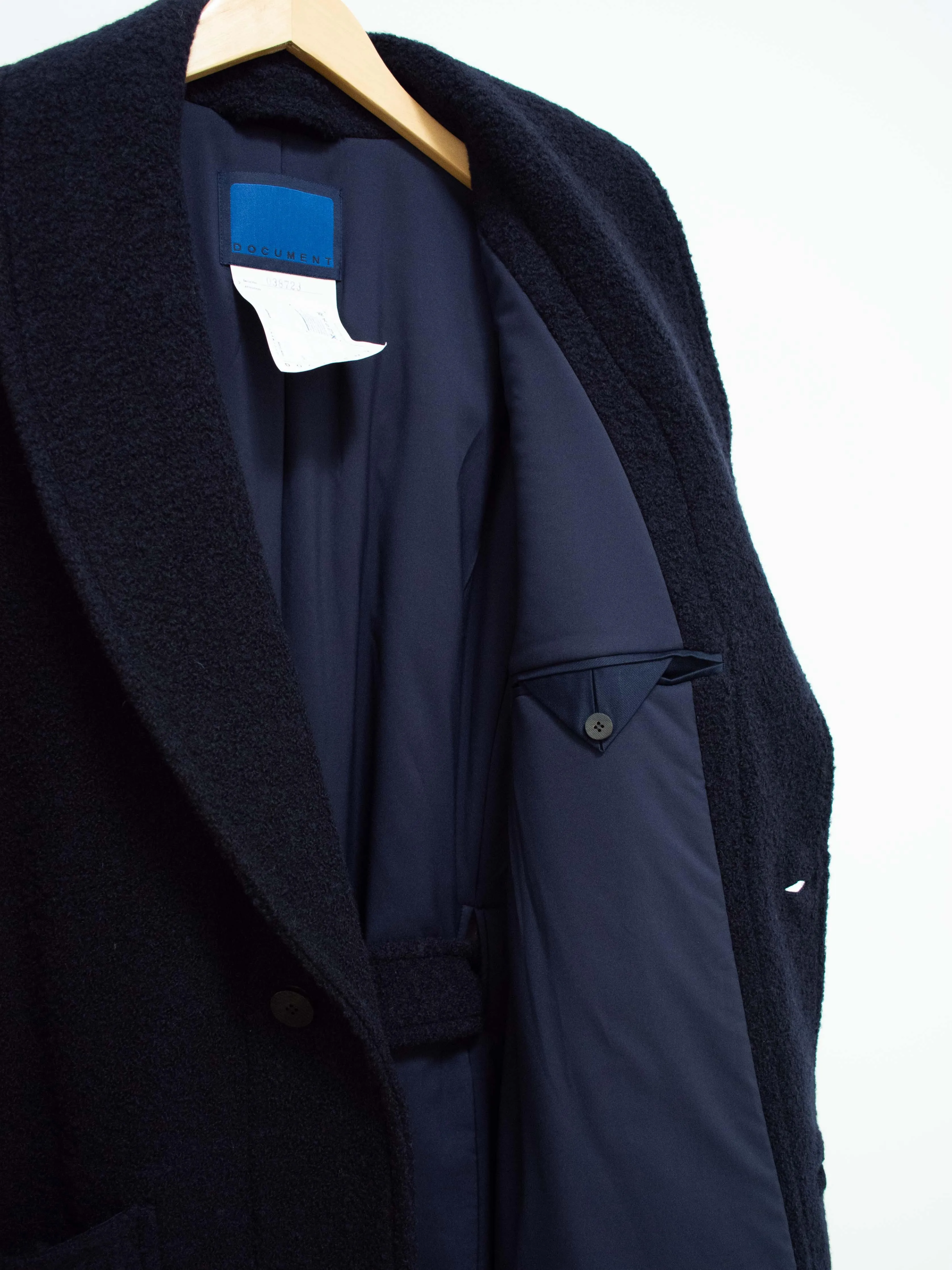 Wool Boucle Coat - Navy