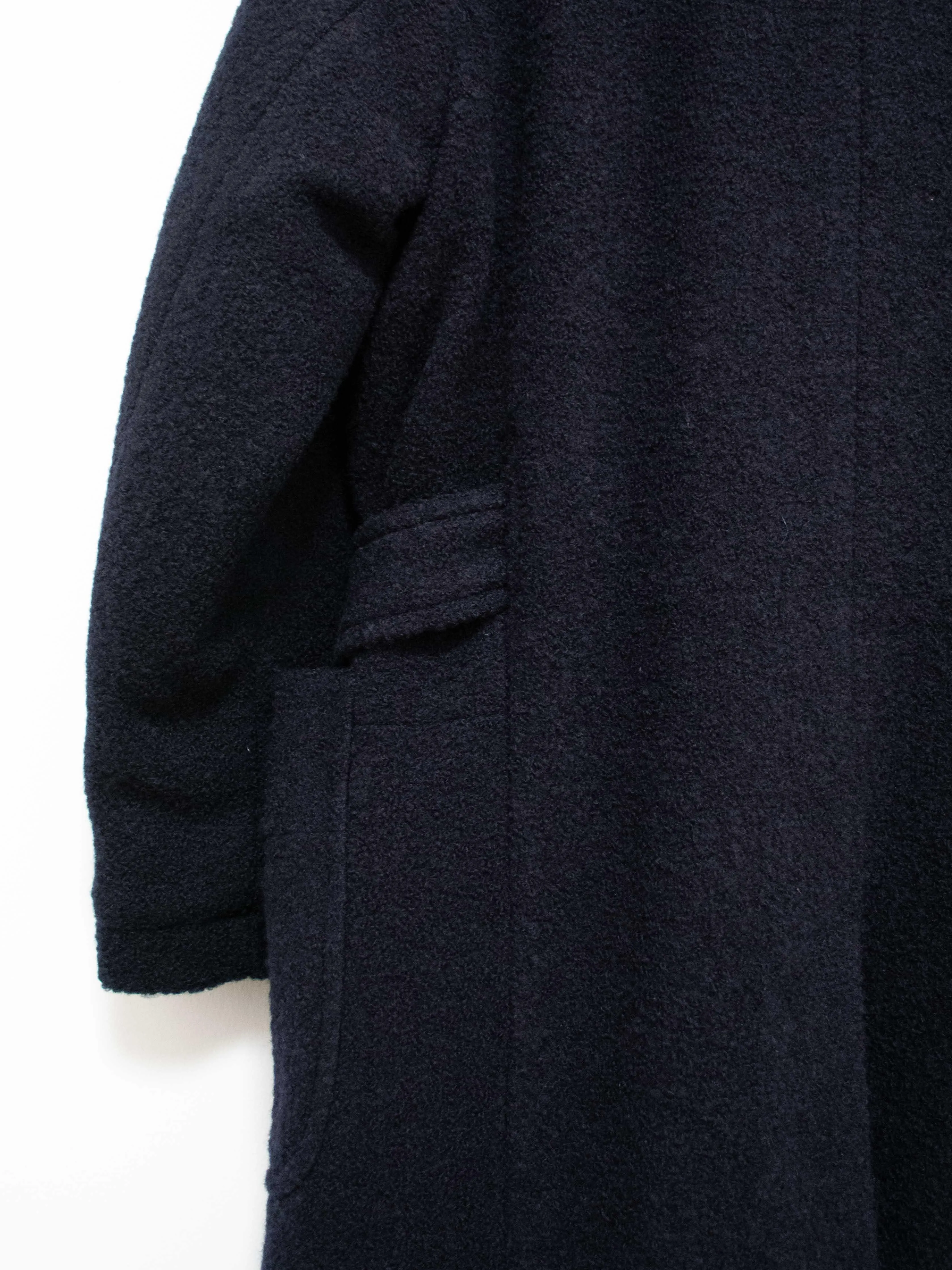 Wool Boucle Coat - Navy