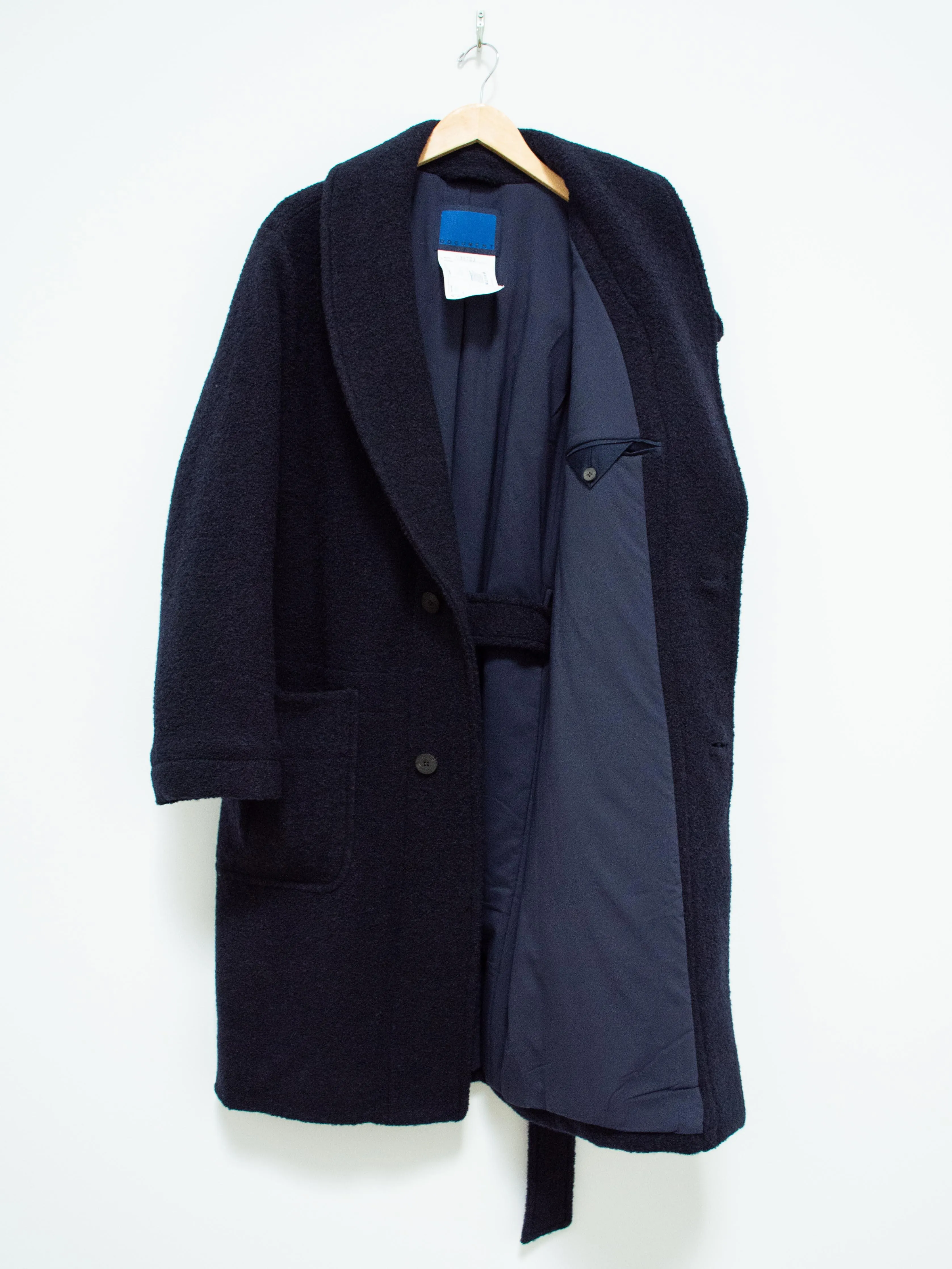 Wool Boucle Coat - Navy