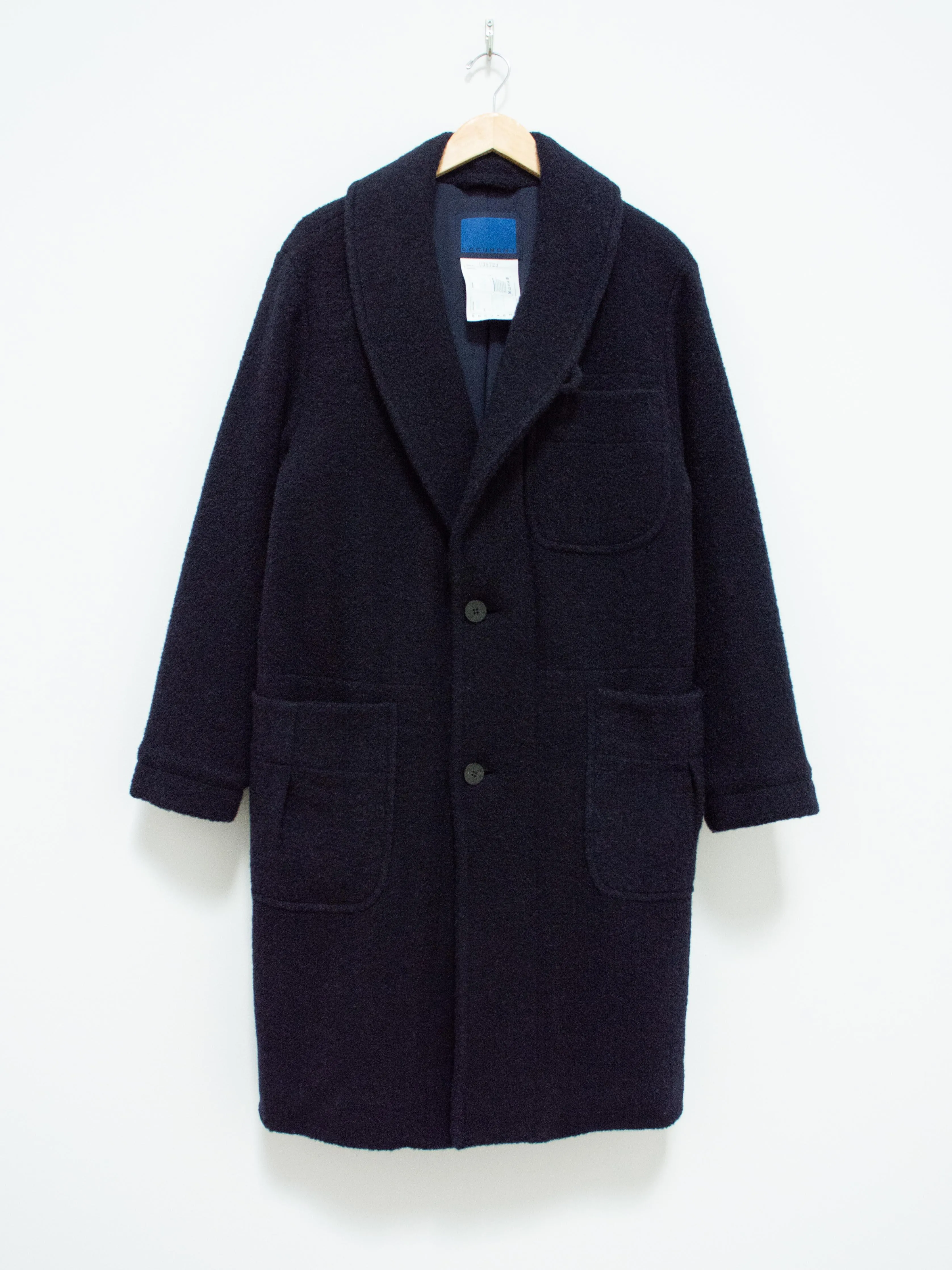 Wool Boucle Coat - Navy