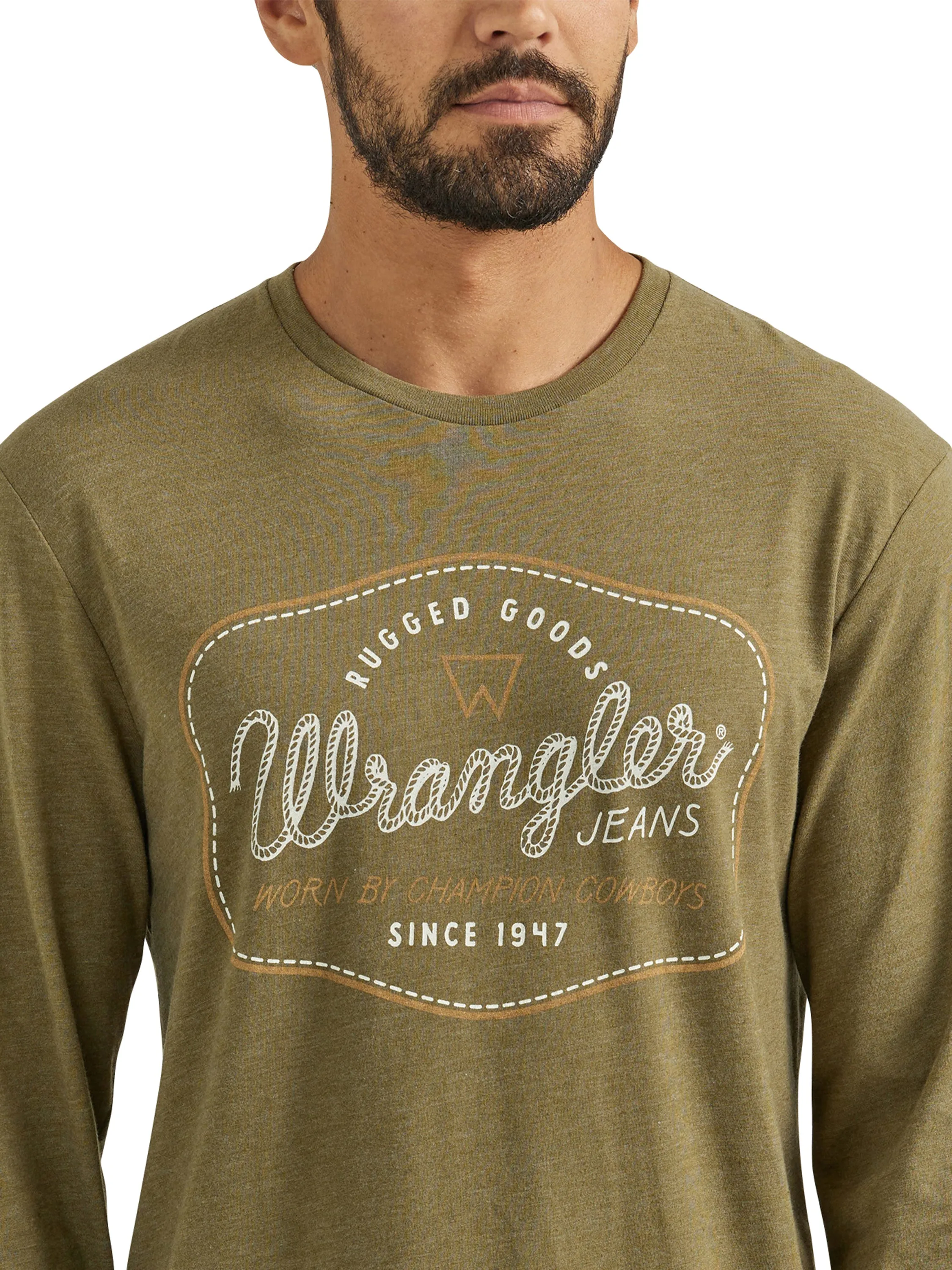 Wrangler Men's Graphic Long Sleeve - Burnt Olive